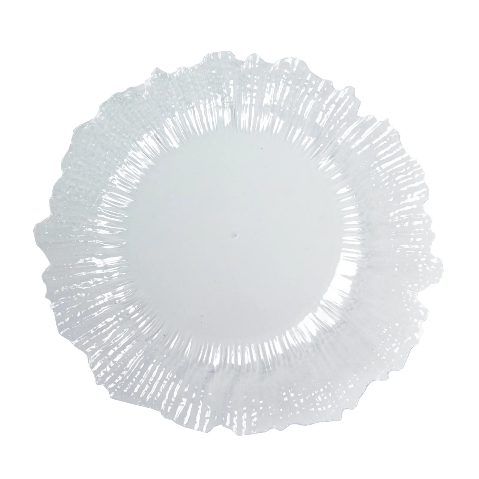 10 Pack Economy Plastic Charger Plates – 13" Clear Reef Rim Design Chargers for Weddings & Parties - Image 2