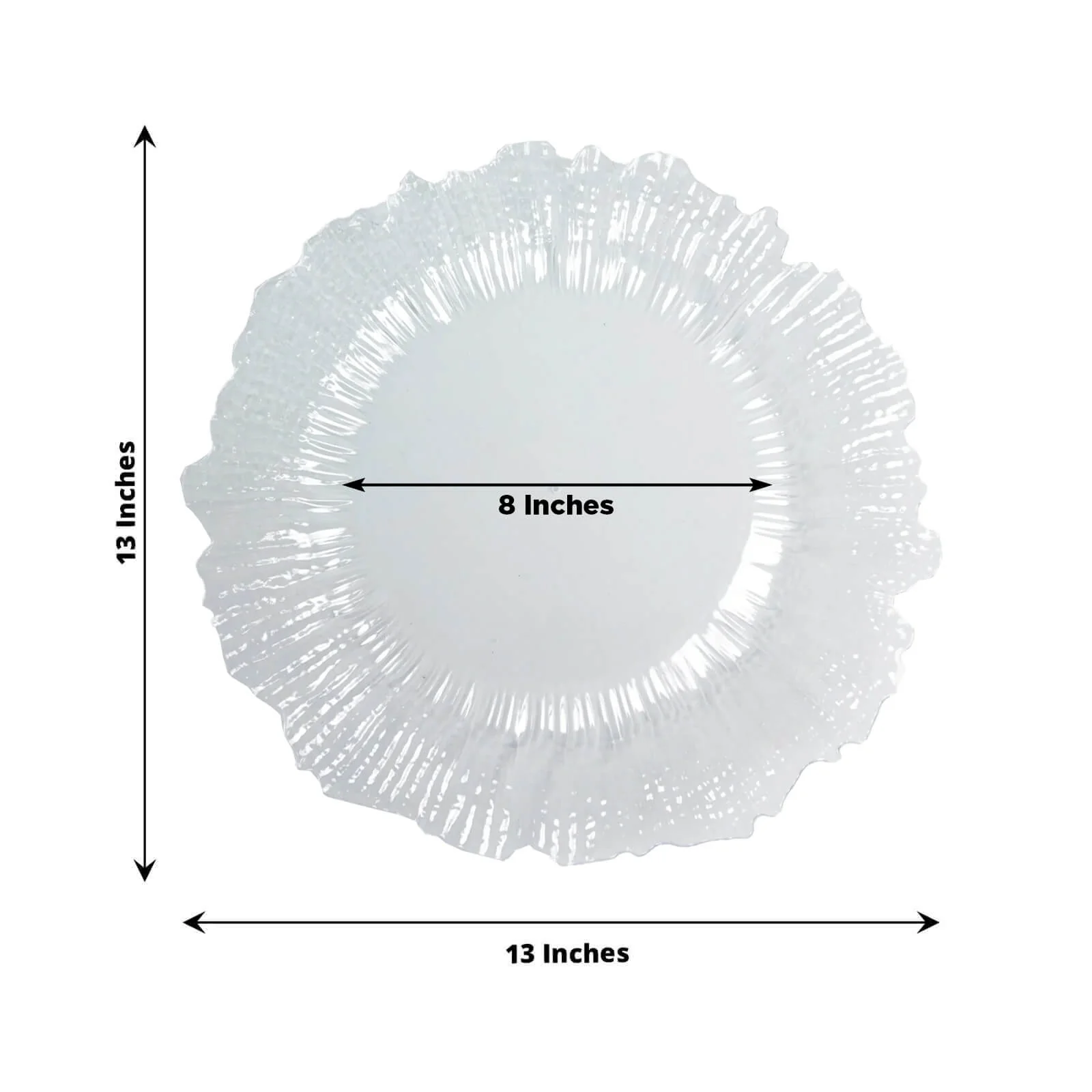 10 Pack Economy Plastic Charger Plates – 13" Clear Reef Rim Design Chargers for Weddings & Parties - Image 3