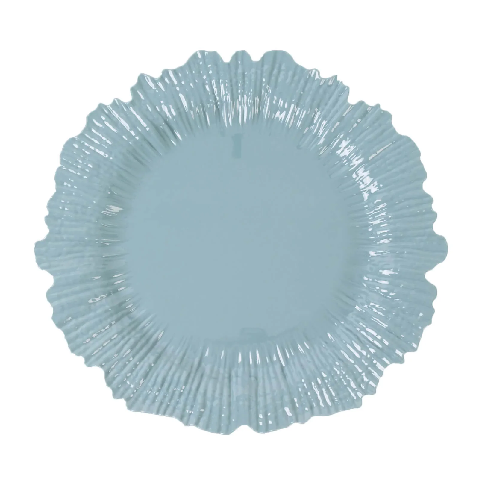 10 Pack Economy Plastic Charger Plates – 13" Dusty Blue Reef Rim Design Chargers for Weddings & Parties - Image 2