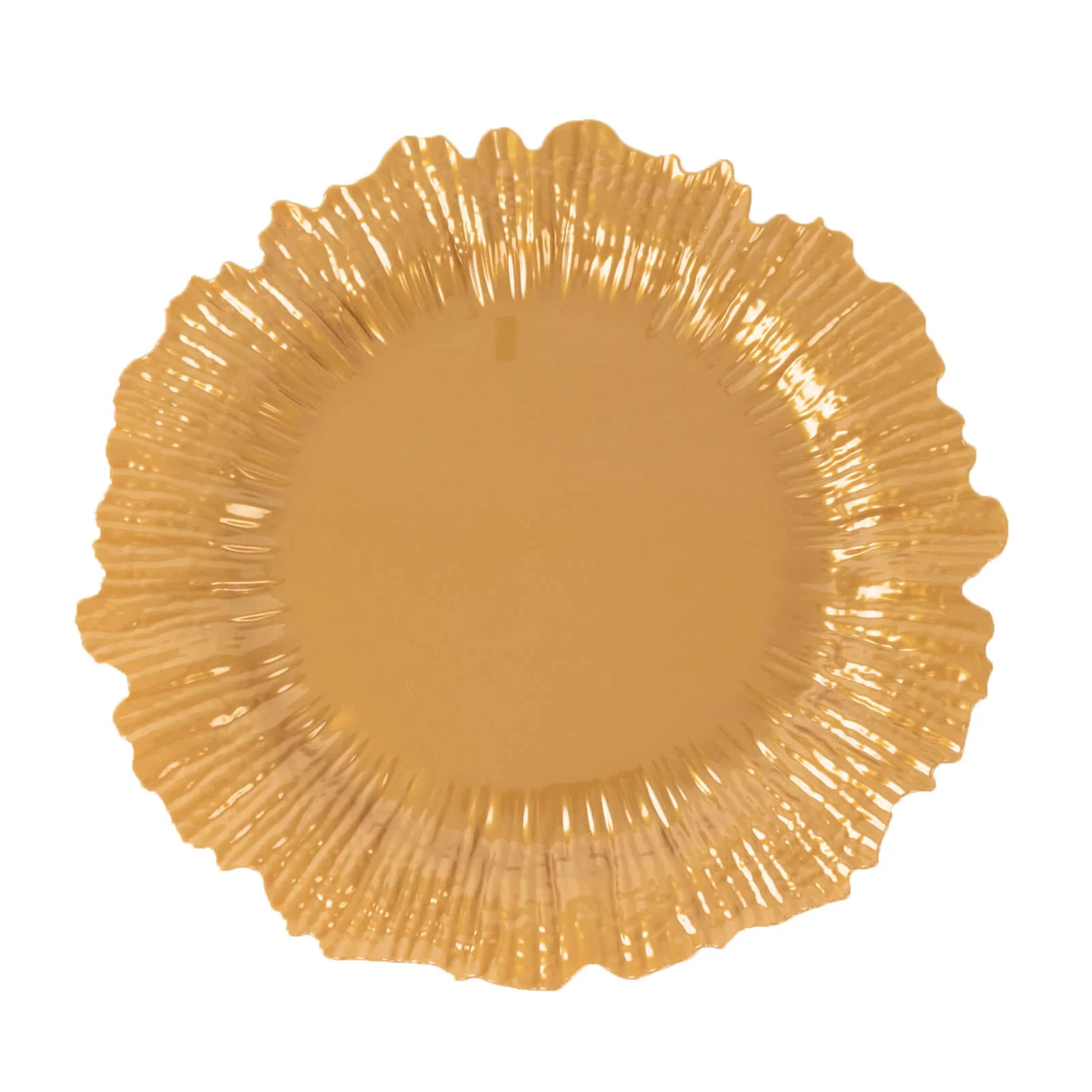 10 Pack Economy Plastic Charger Plates – 13" Gold Reef Rim Design Chargers for Weddings & Parties - Image 2