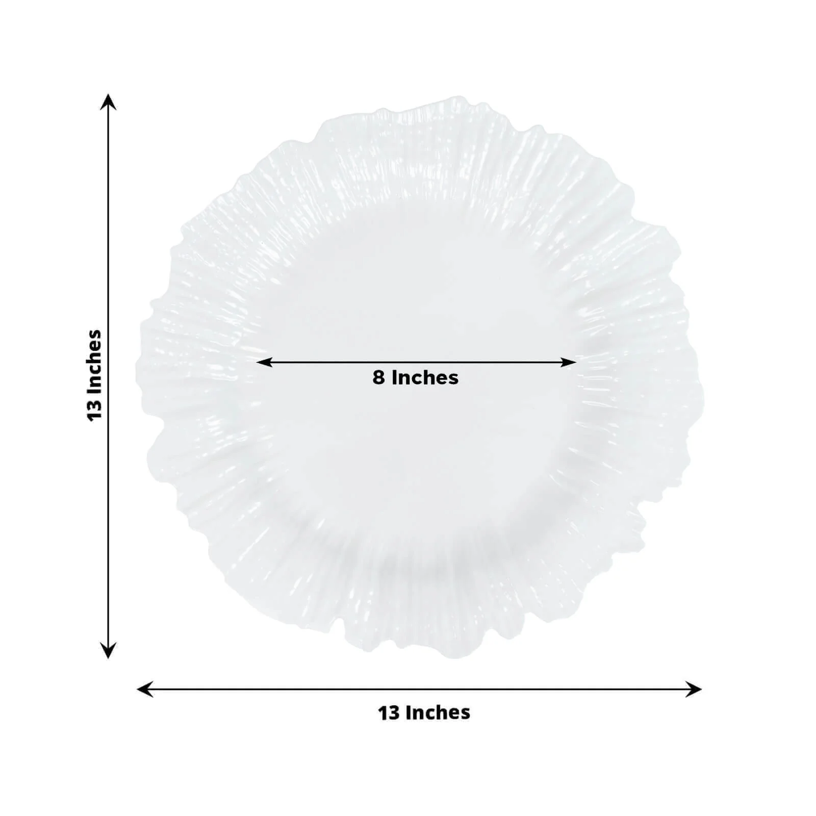 10 Pack Economy Plastic Charger Plates – 13" Pearl White Reef Rim Design Chargers for Weddings & Parties - Image 3