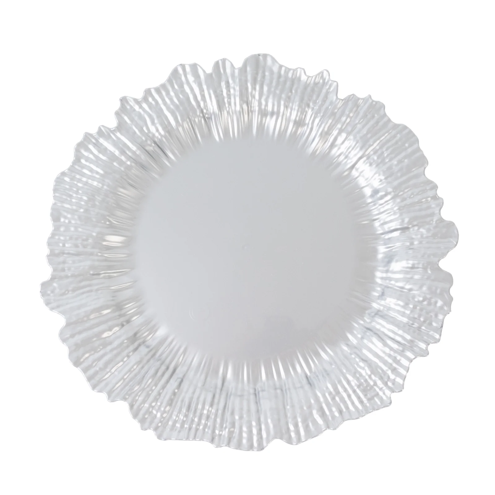 10 Pack Economy Plastic Charger Plates – 13" Silver Reef Rim Design Chargers for Weddings & Parties - Image 2