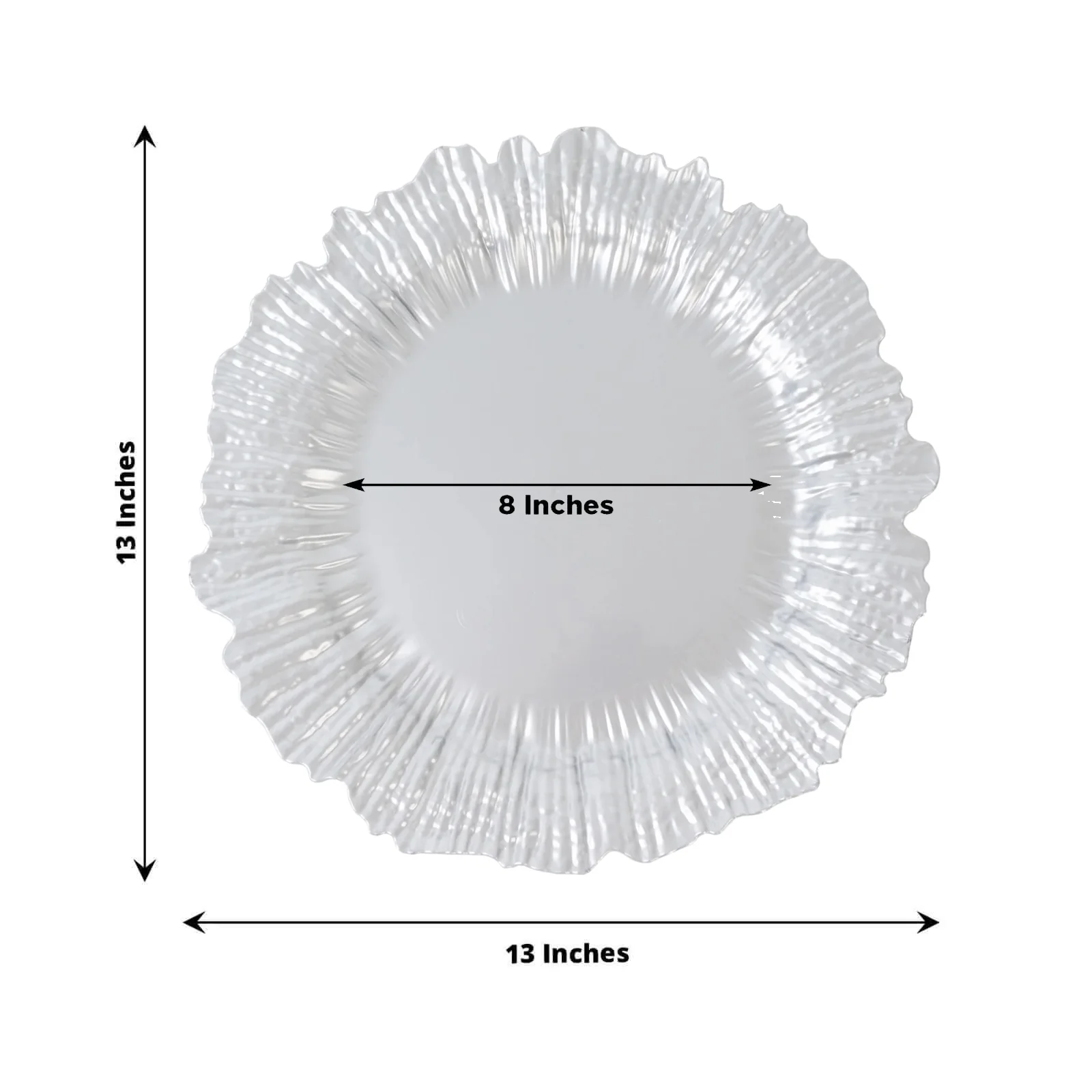 10 Pack Economy Plastic Charger Plates – 13" Silver Reef Rim Design Chargers for Weddings & Parties - Image 3
