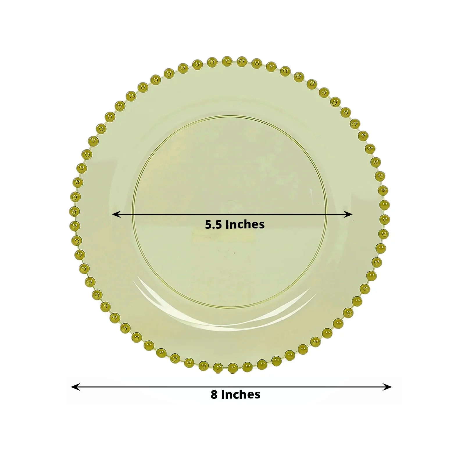 10-Pack Plastic Dessert Appetizer Plates in Transparent Dusty Sage Green with Beaded Rim, Disposable Round Salad Party Plates 8" - Image 3