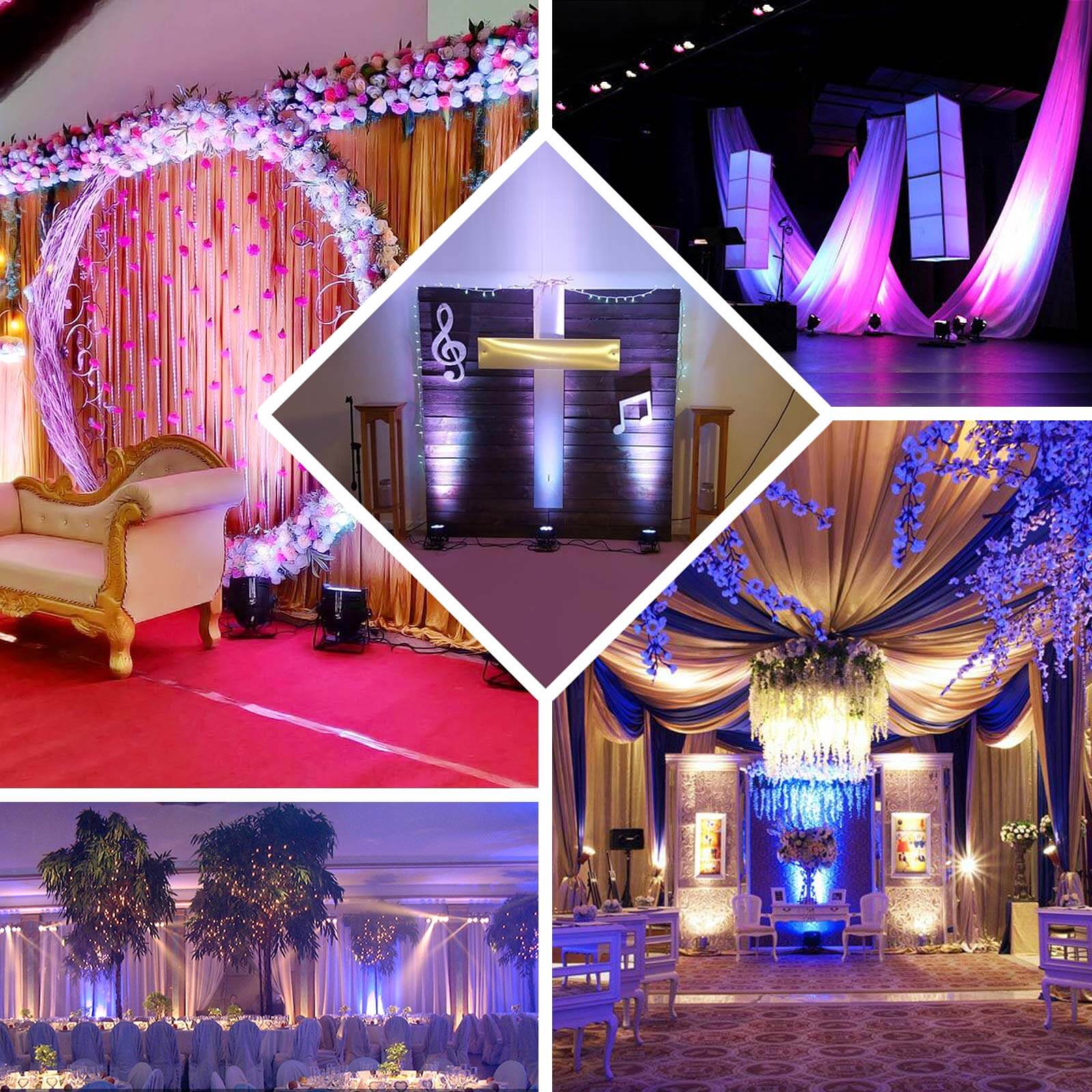 White 62 LED Stage Backdrop Uplight, Bright Strobe Spotlight With Brackets 10W - Image 5