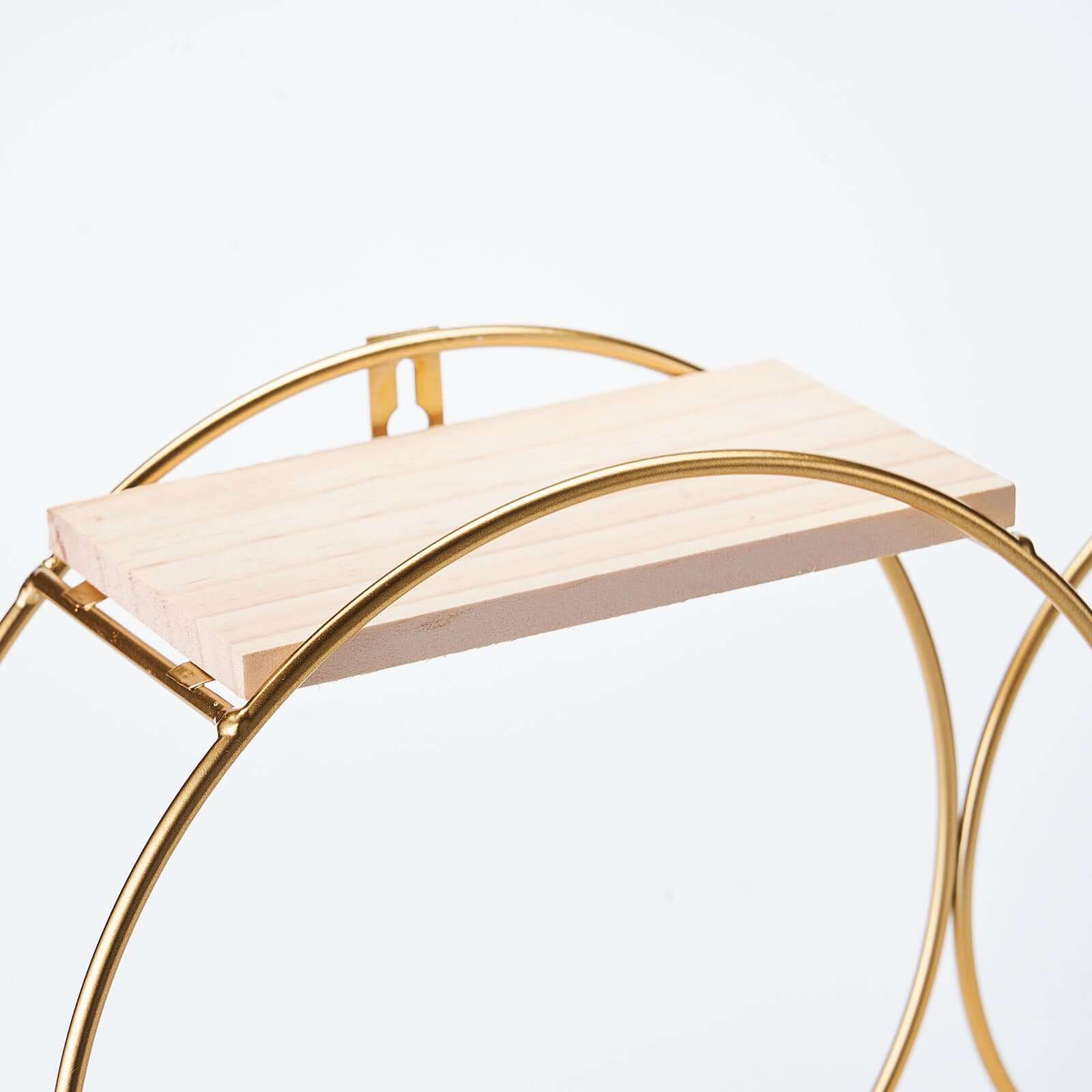 2-Tier Round Floating Shelf, Dessert Display Stand, Hanging Wall Shelf Gold With Double Hoop Design 10"x18" - Image 18