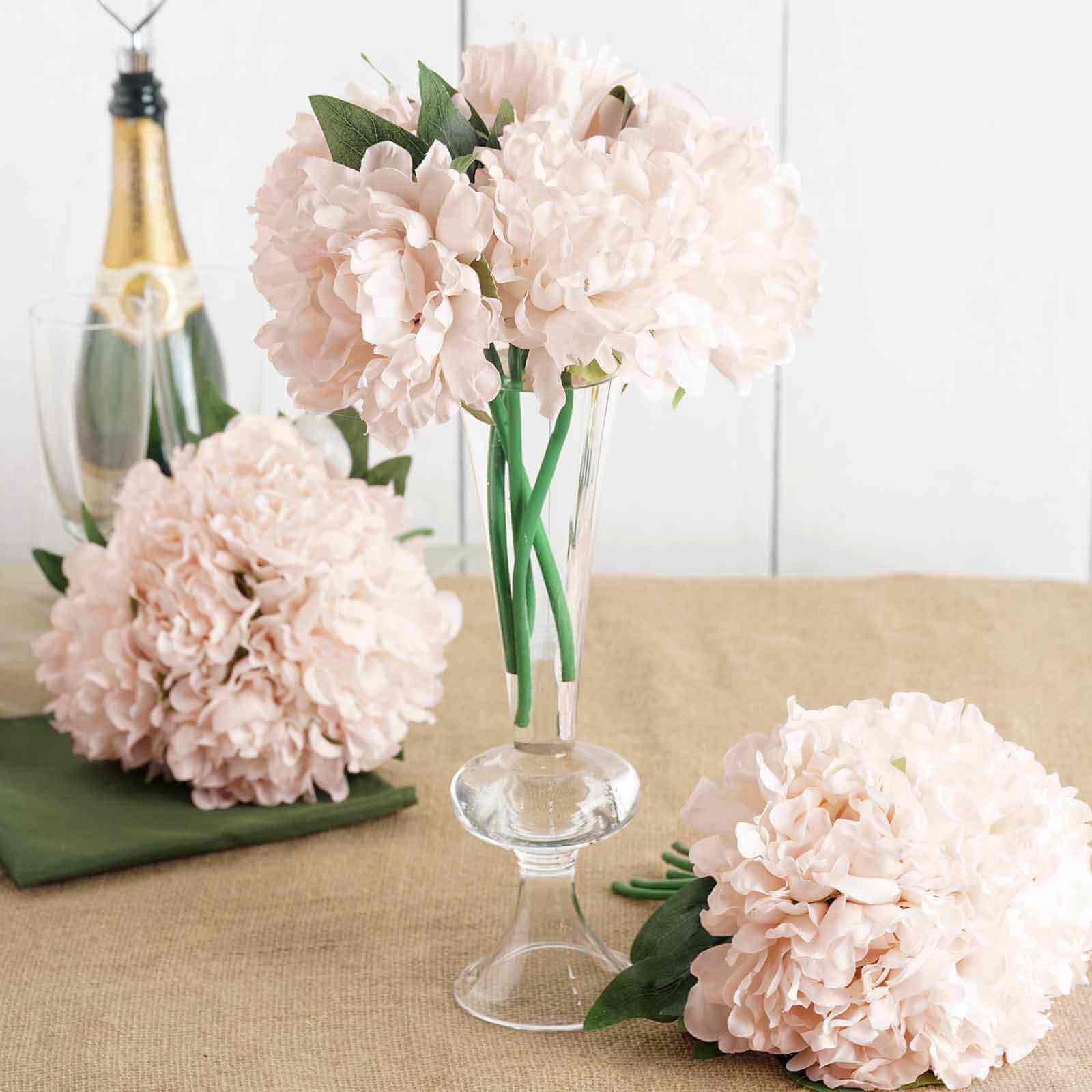 Blush Real Touch Artificial Silk Peonies Flower Bouquet 11" - Image 7