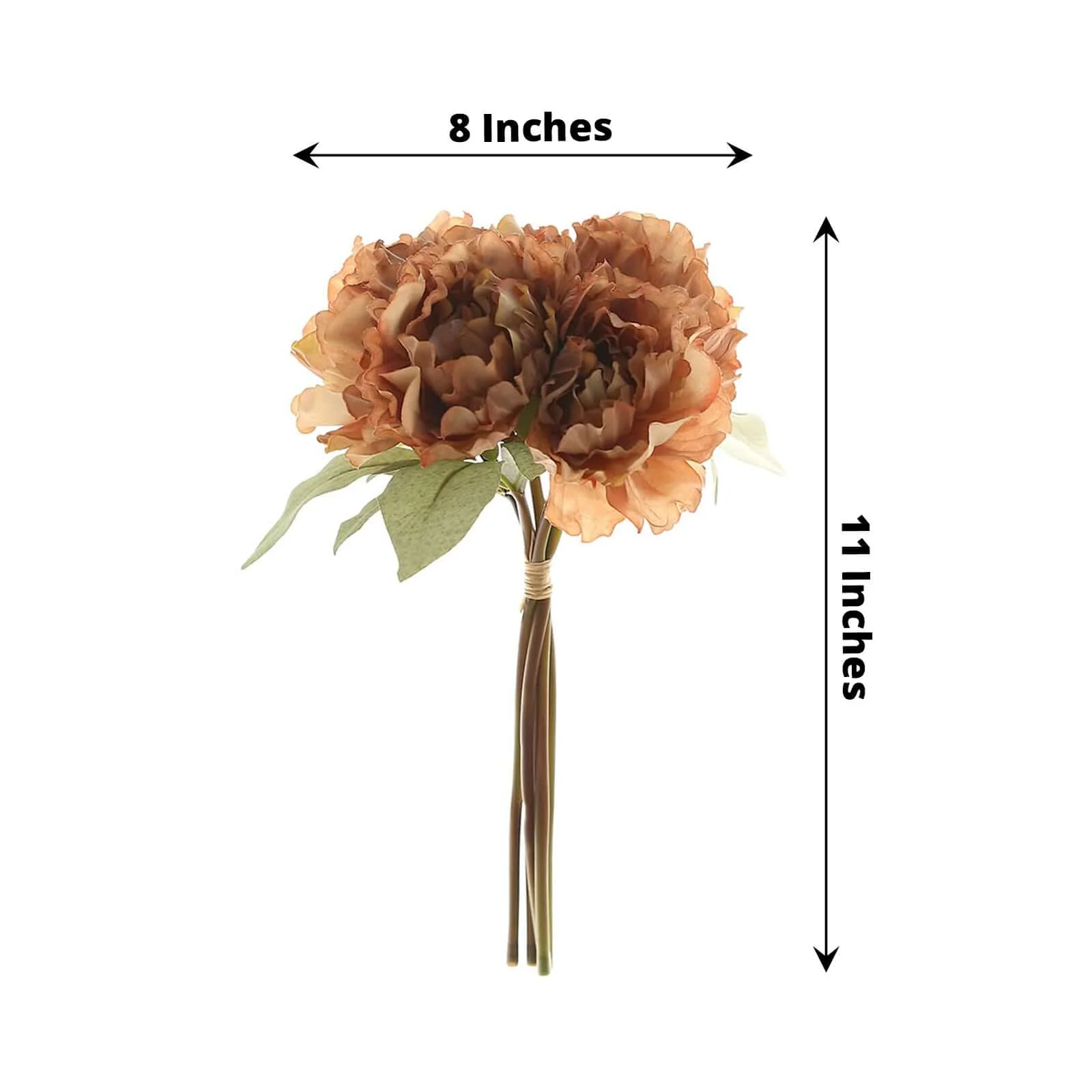 Dusty Rose Real Touch Artificial Silk Peonies Flower Bouquet 11" - Image 3