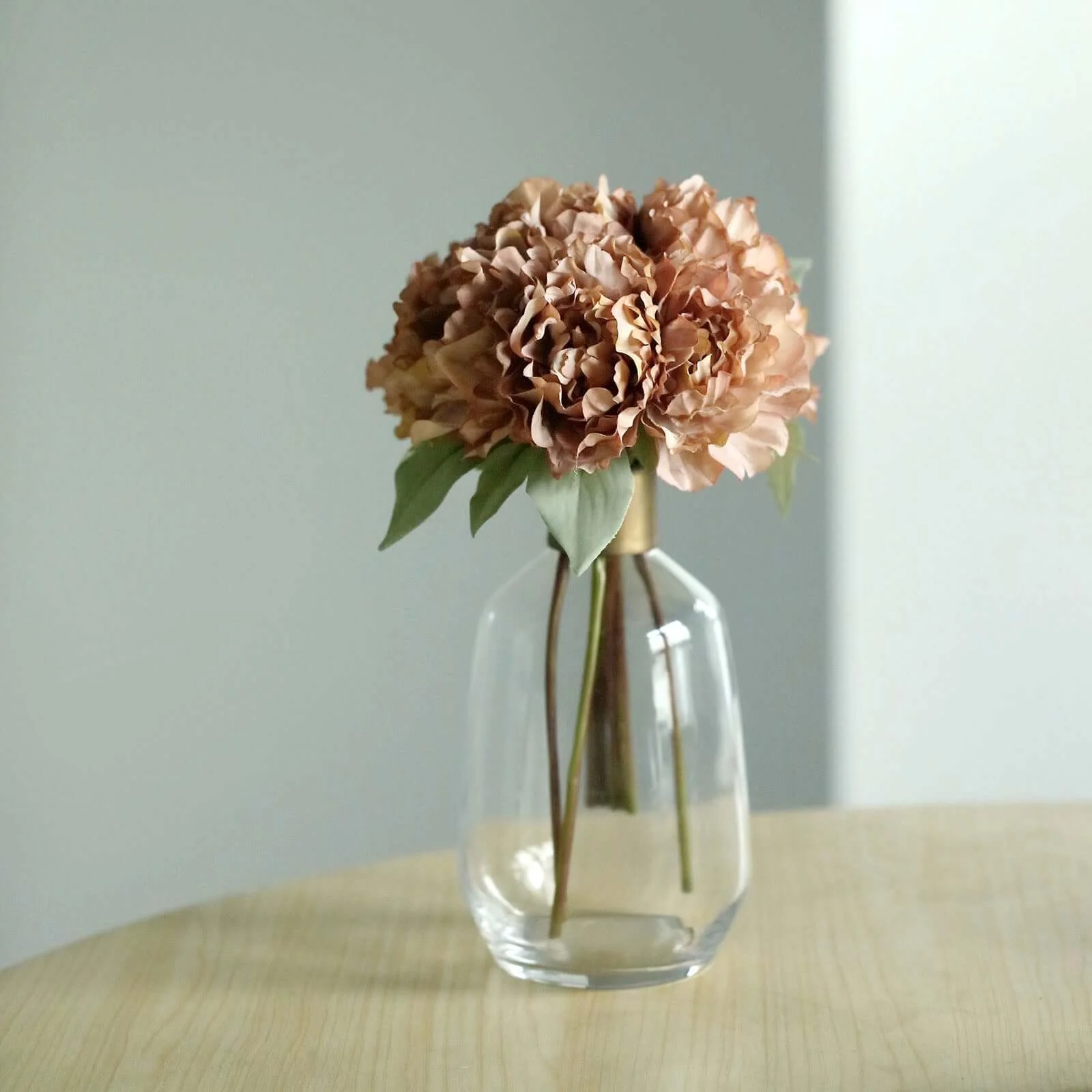 Dusty Rose Real Touch Artificial Silk Peonies Flower Bouquet 11" - Image 7