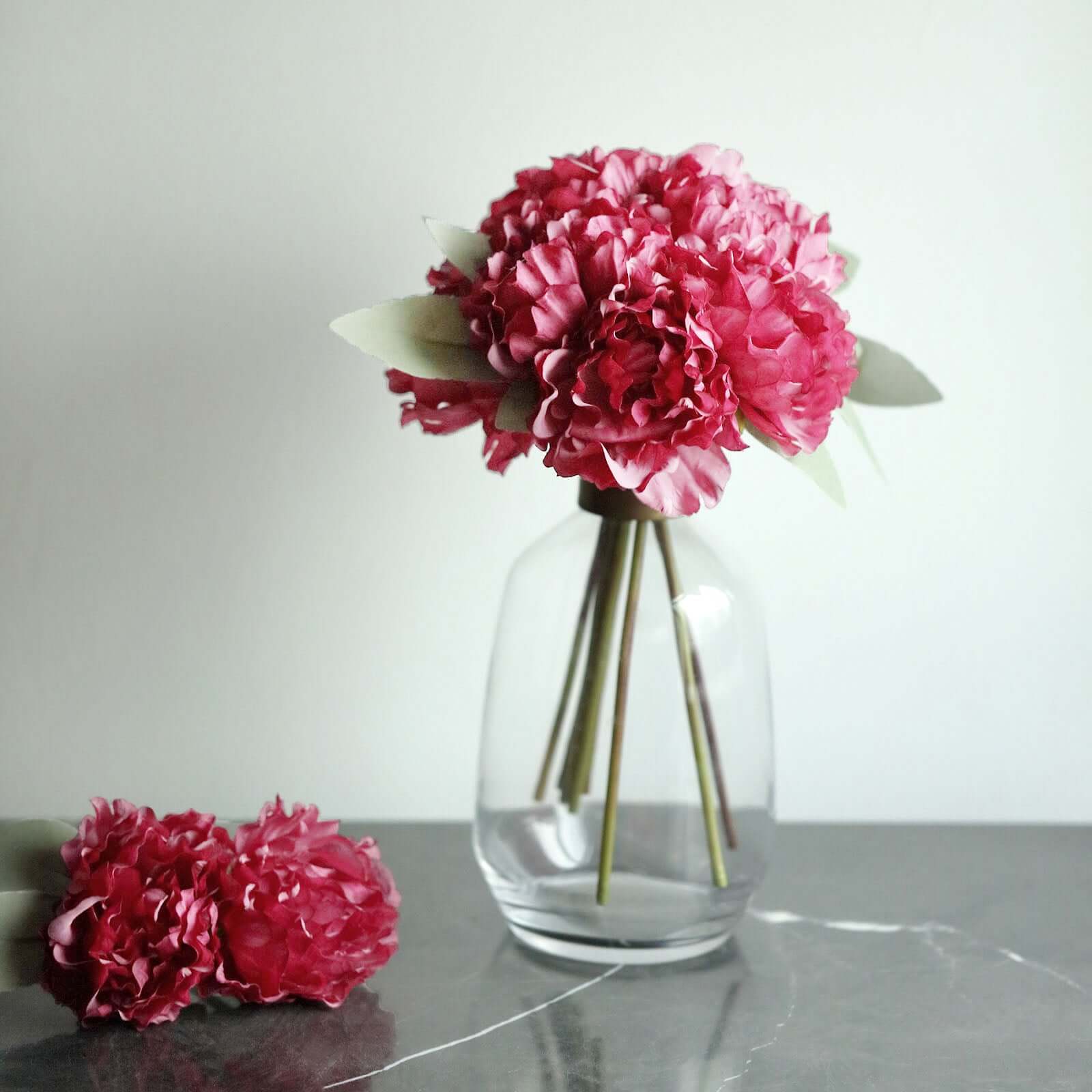 Mulberry Real Touch Artificial Silk Peonies Flower Bouquet 11"