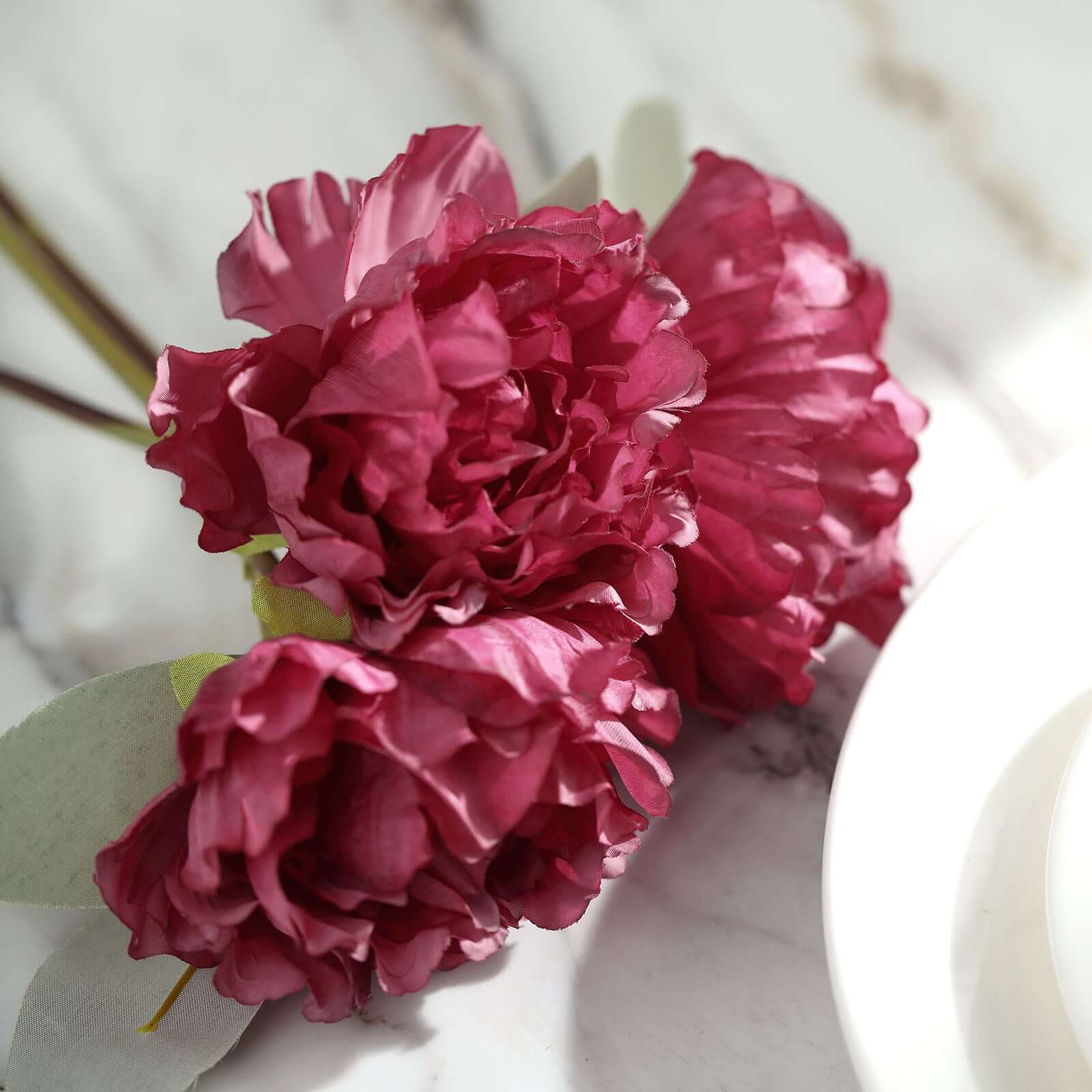 Mulberry Real Touch Artificial Silk Peonies Flower Bouquet 11" - Image 2