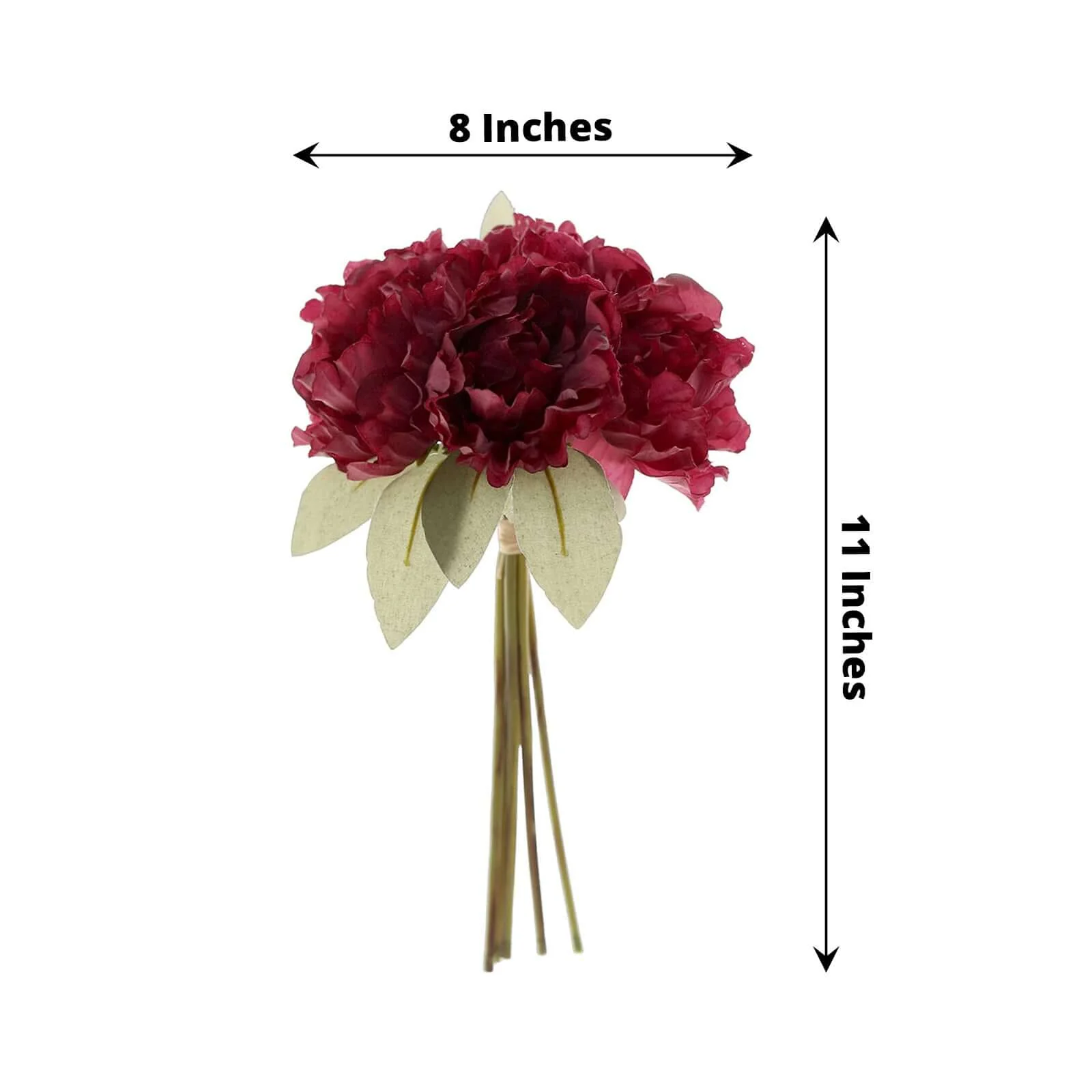 Mulberry Real Touch Artificial Silk Peonies Flower Bouquet 11" - Image 3