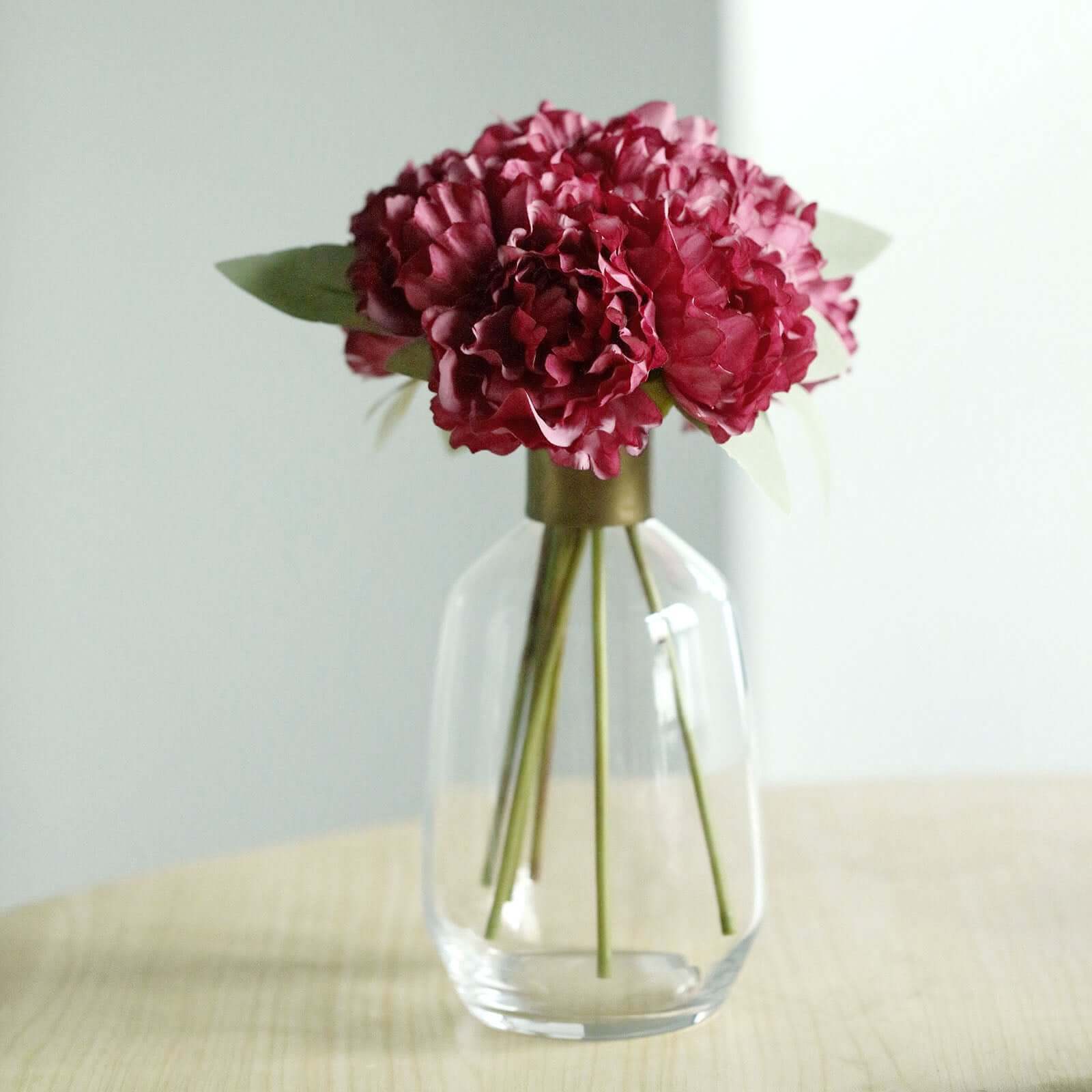 Mulberry Real Touch Artificial Silk Peonies Flower Bouquet 11" - Image 7