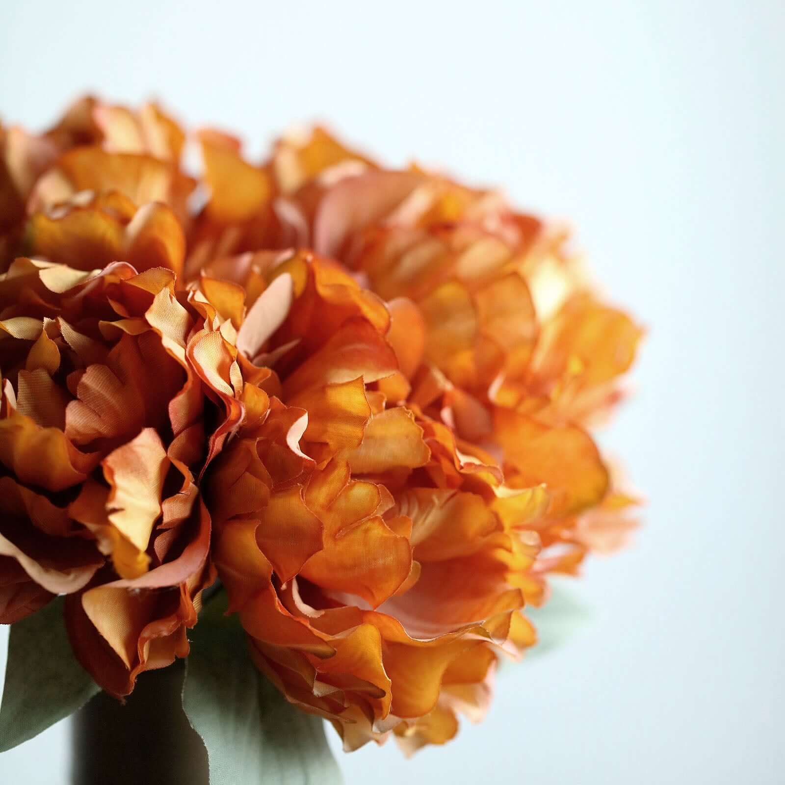 Orange Real Touch Artificial Silk Peonies Flower Bouquet 11" - Image 8