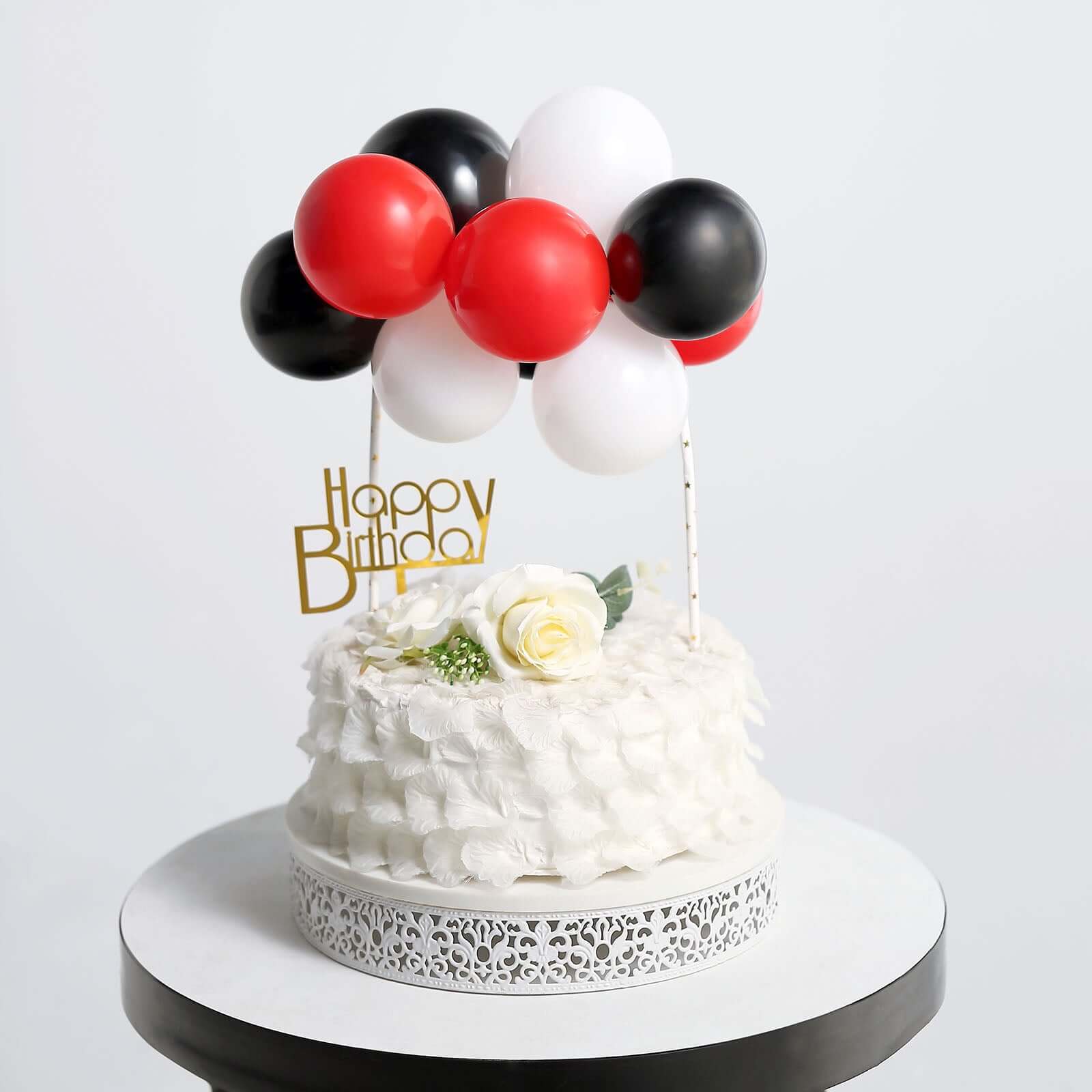 11 Pcs Balloon Cake Topper Kit Black, Red and White - Vibrant Clustered Mini Garland Cake Inserts for DIY Party Decorations - Image 11