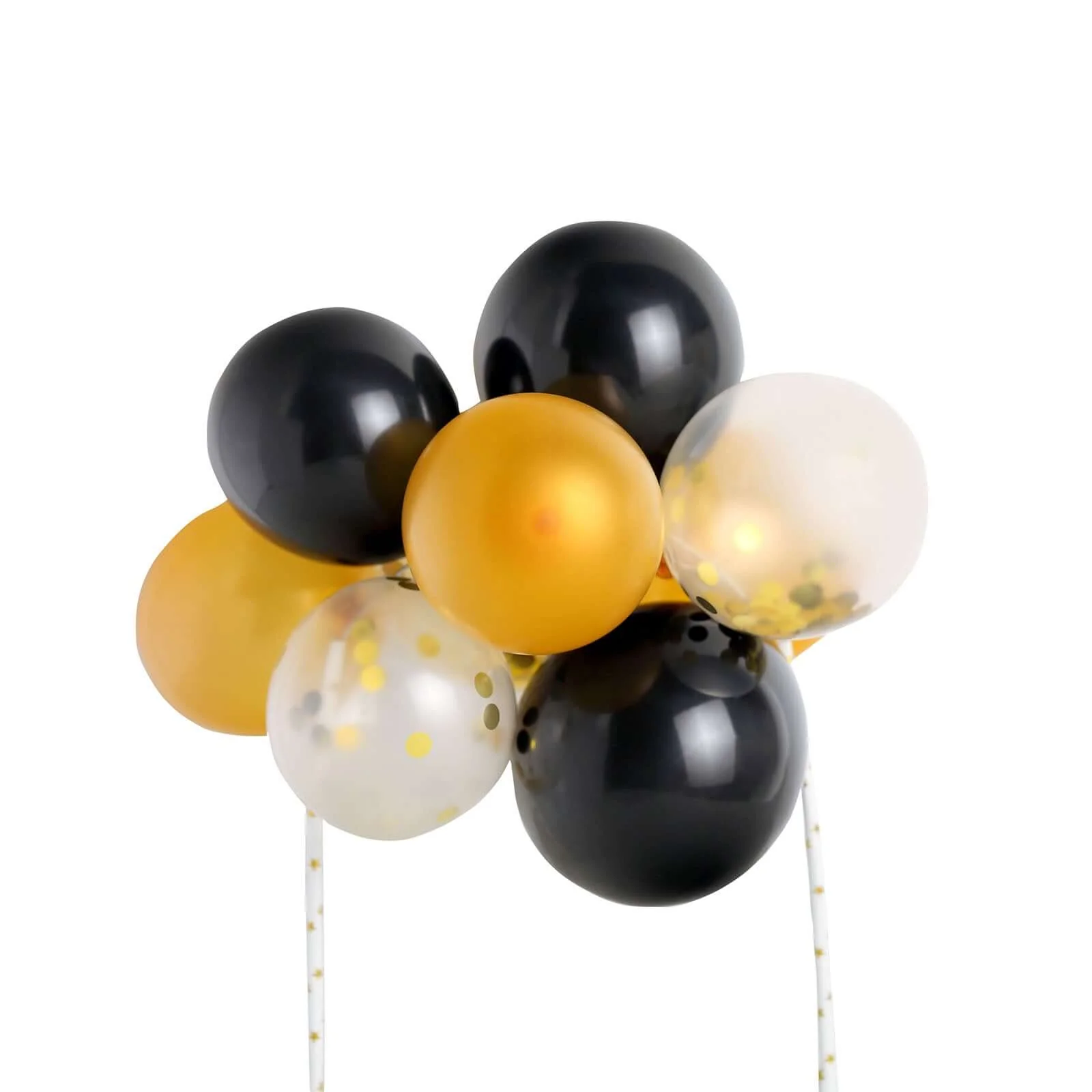 11 Pcs Confetti Balloon Cake Topper Black, Clear and Gold - Vibrant Clustered Mini Garland Cake Inserts for DIY Party Decorations - Image 7