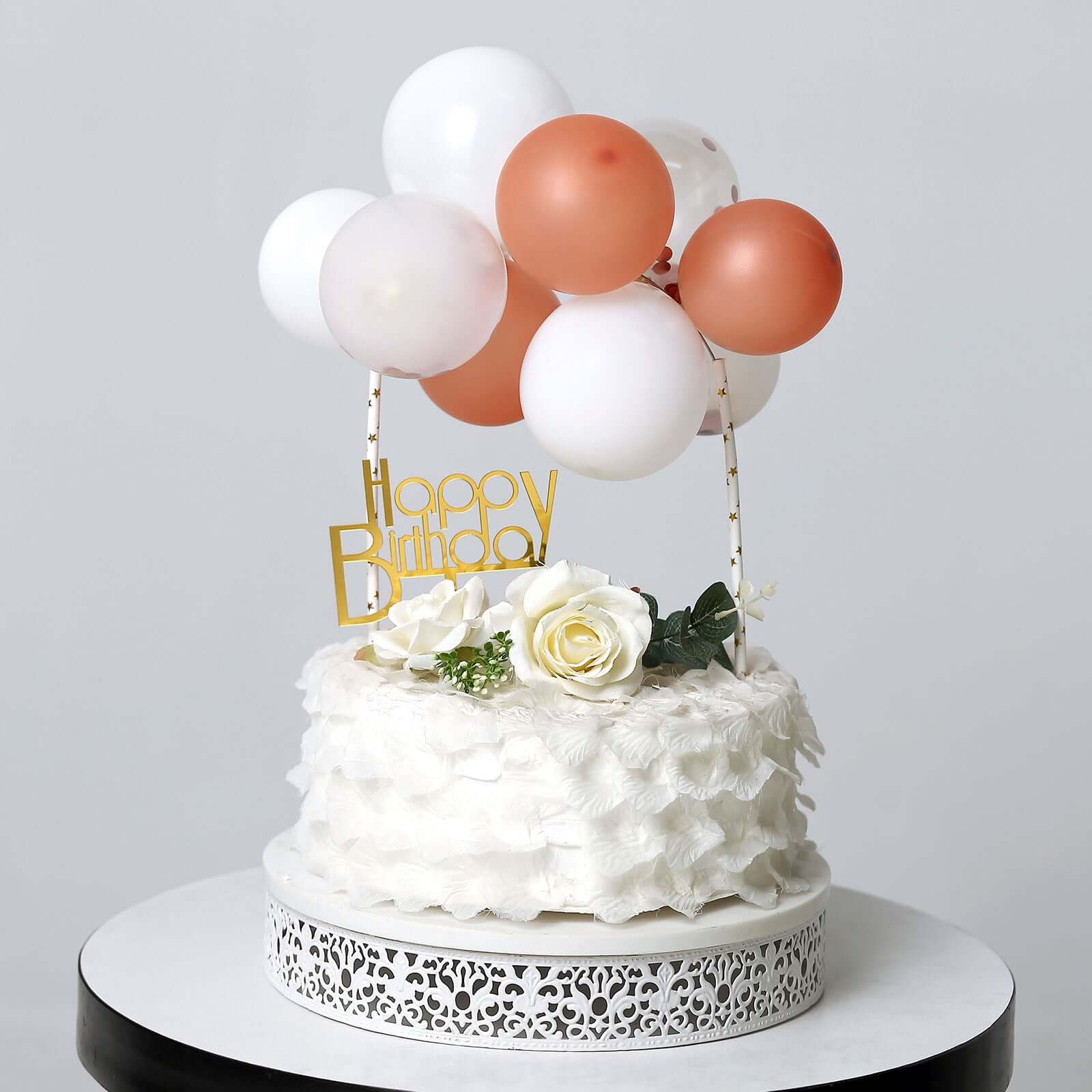 11 Pcs Confetti Balloon Cake Topper Clear, Rose Gold and White - Vibrant Clustered Mini Garland Cake Inserts for DIY Party Decorations - Image 10