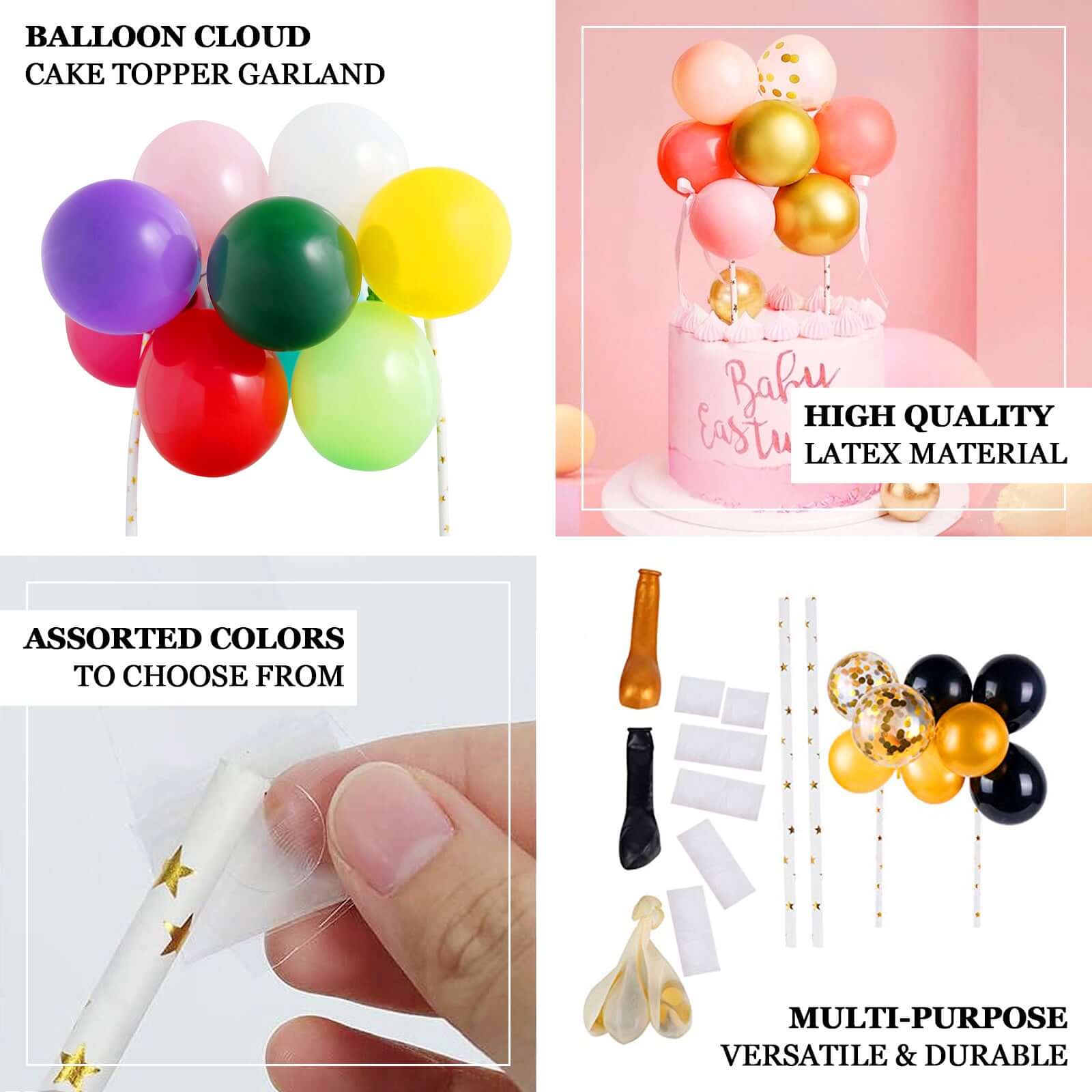 11 Pcs Confetti Balloon Cake Topper Clear, Rose Gold and White - Vibrant Clustered Mini Garland Cake Inserts for DIY Party Decorations - Image 3