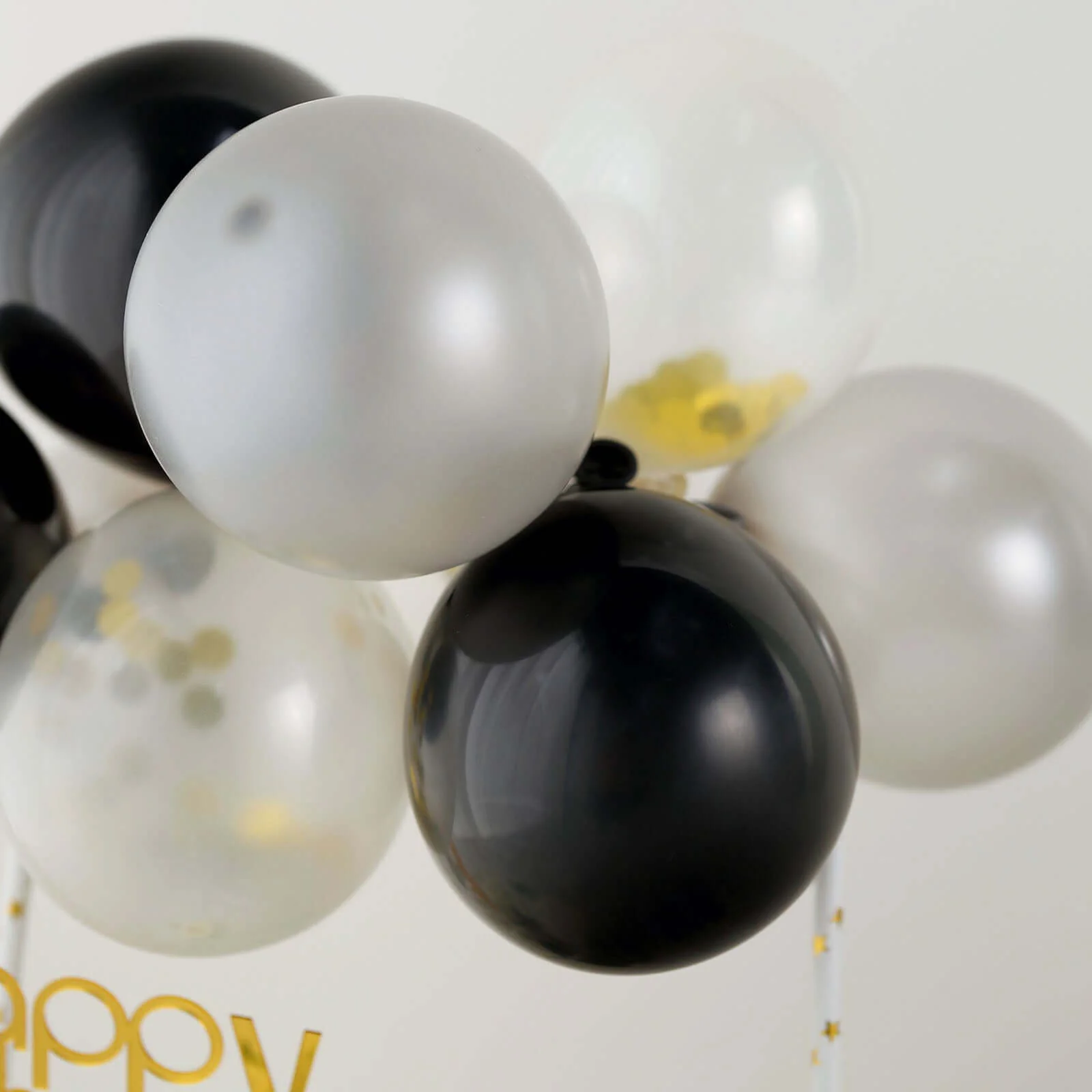 11 Pcs Confetti Balloon Cake Topper Kit Black, Silver and Clear - Vibrant Clustered Mini Garland Cake Inserts for DIY Party Decorations - Image 10