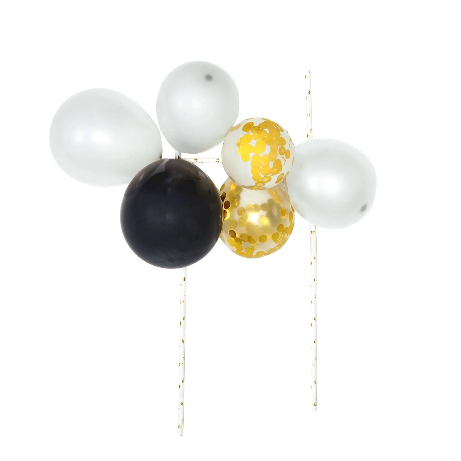 11 Pcs Confetti Balloon Cake Topper Kit Black, Silver and Clear - Vibrant Clustered Mini Garland Cake Inserts for DIY Party Decorations - Image 12