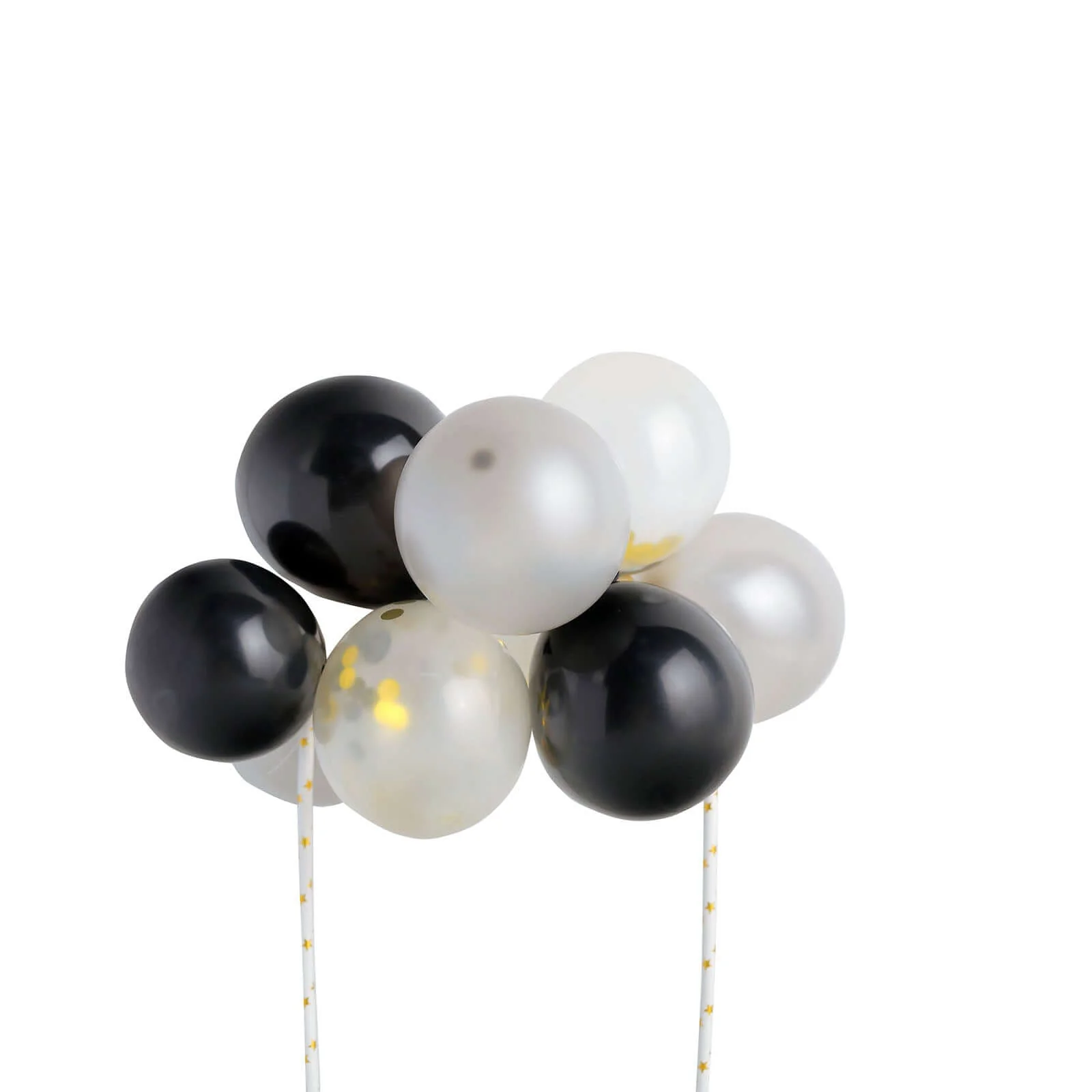 11 Pcs Confetti Balloon Cake Topper Kit Black, Silver and Clear - Vibrant Clustered Mini Garland Cake Inserts for DIY Party Decorations - Image 7