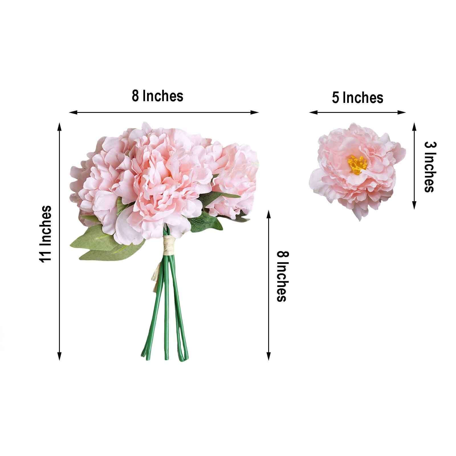 Pink Real Touch Artificial Silk Peonies Flower Bouquet 11" - Image 3