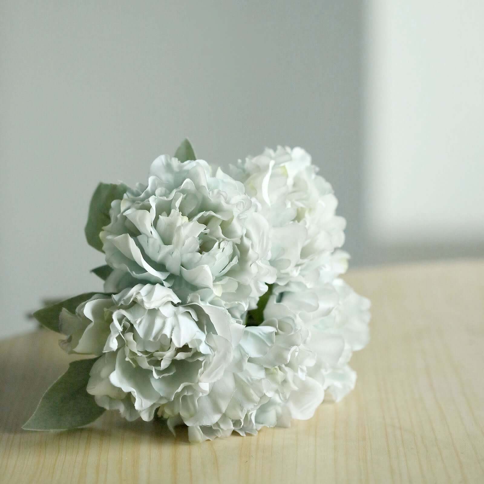 Silver Blue Real Touch Artificial Silk Peonies Flower Bouquet 11" - Image 11
