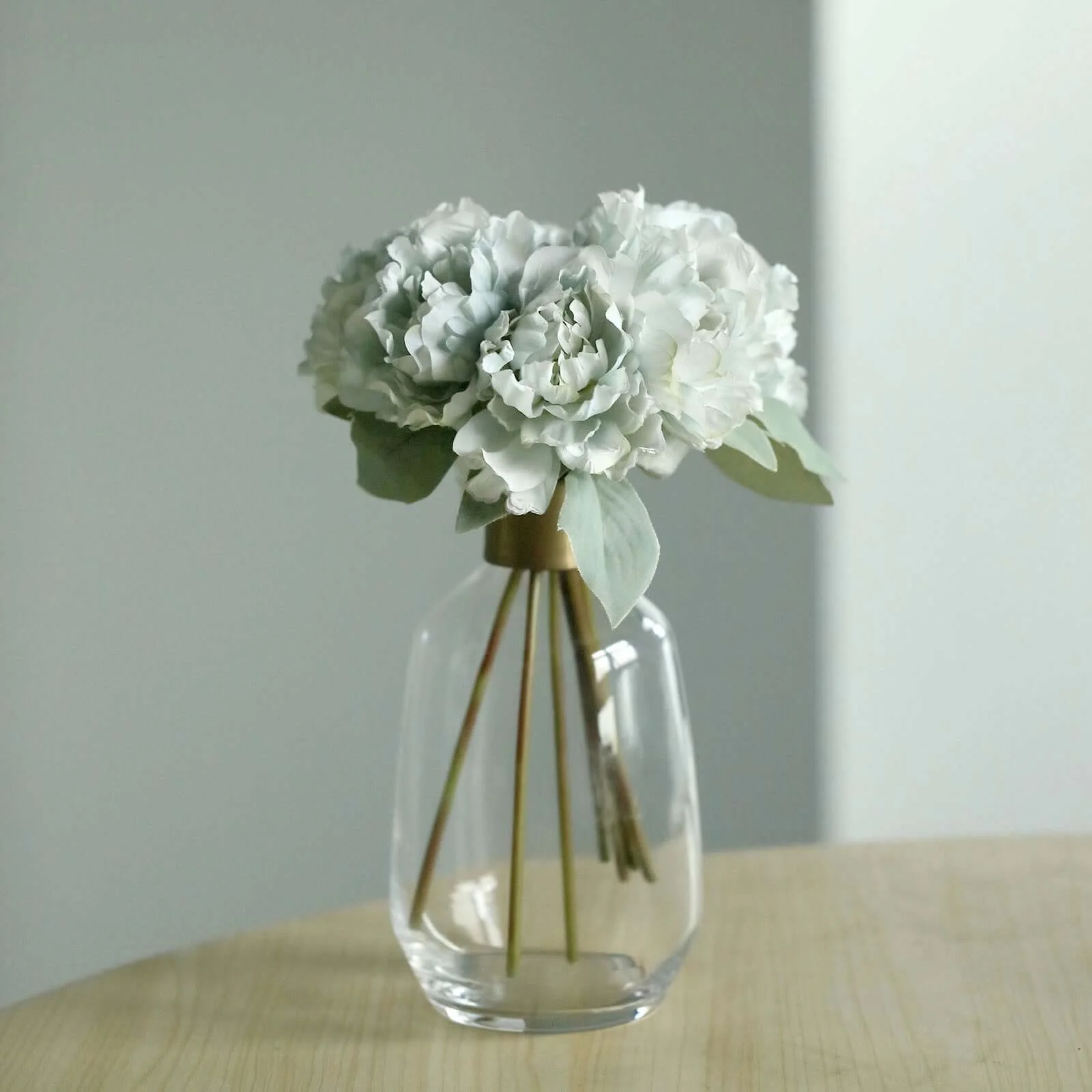Silver Blue Real Touch Artificial Silk Peonies Flower Bouquet 11" - Image 7