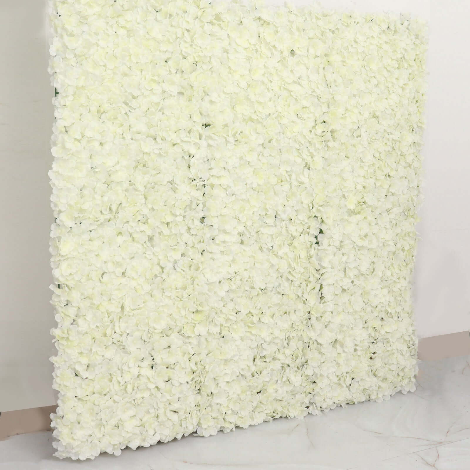 Cream UV Protected Hydrangea Flower Wall Mat Backdrop - 4 Artificial Panels 11 Sq ft. - Image 2