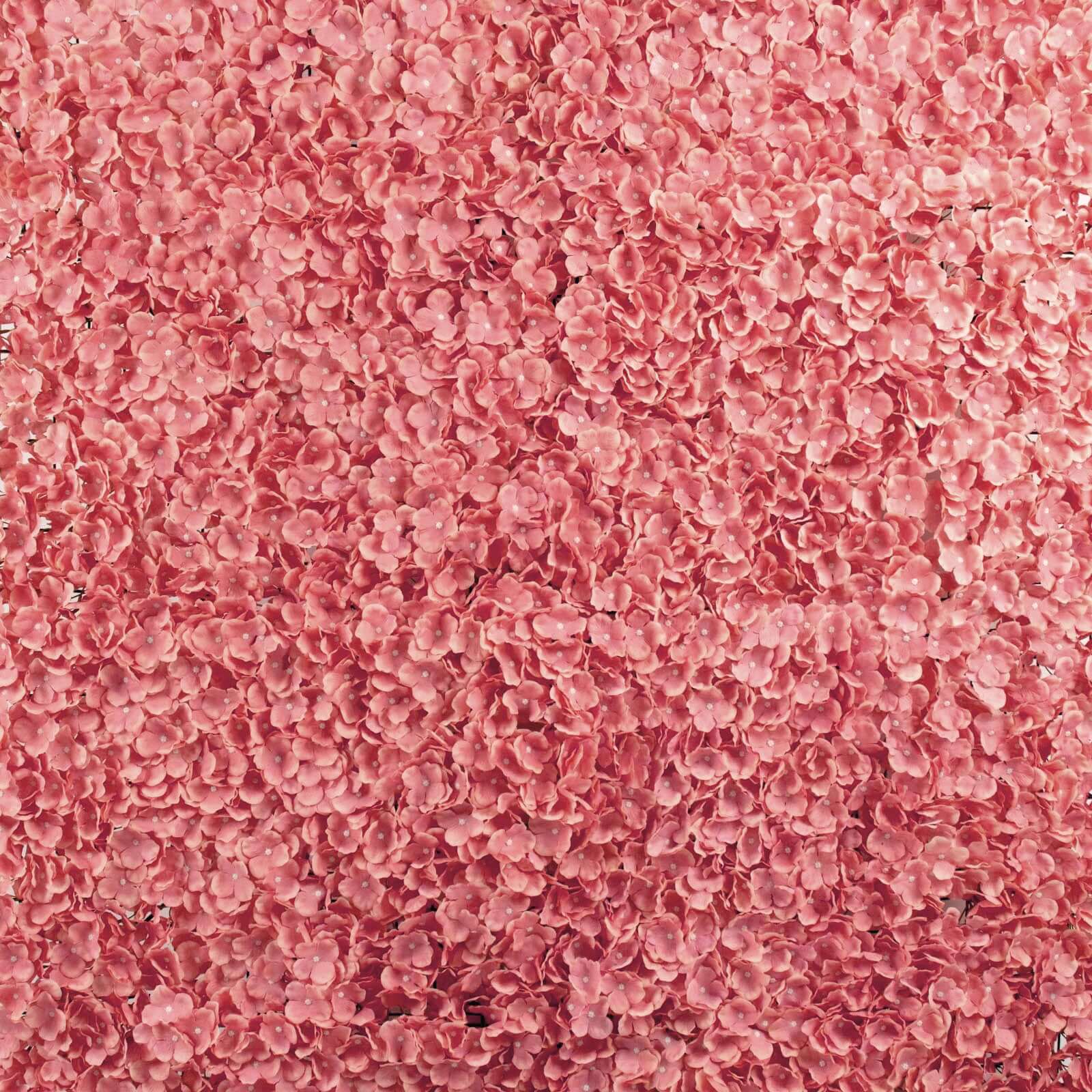 Dusty Rose UV Protected Hydrangea Flower Wall Mat Backdrop - 4 Artificial Panels 11 Sq ft. - Image 2