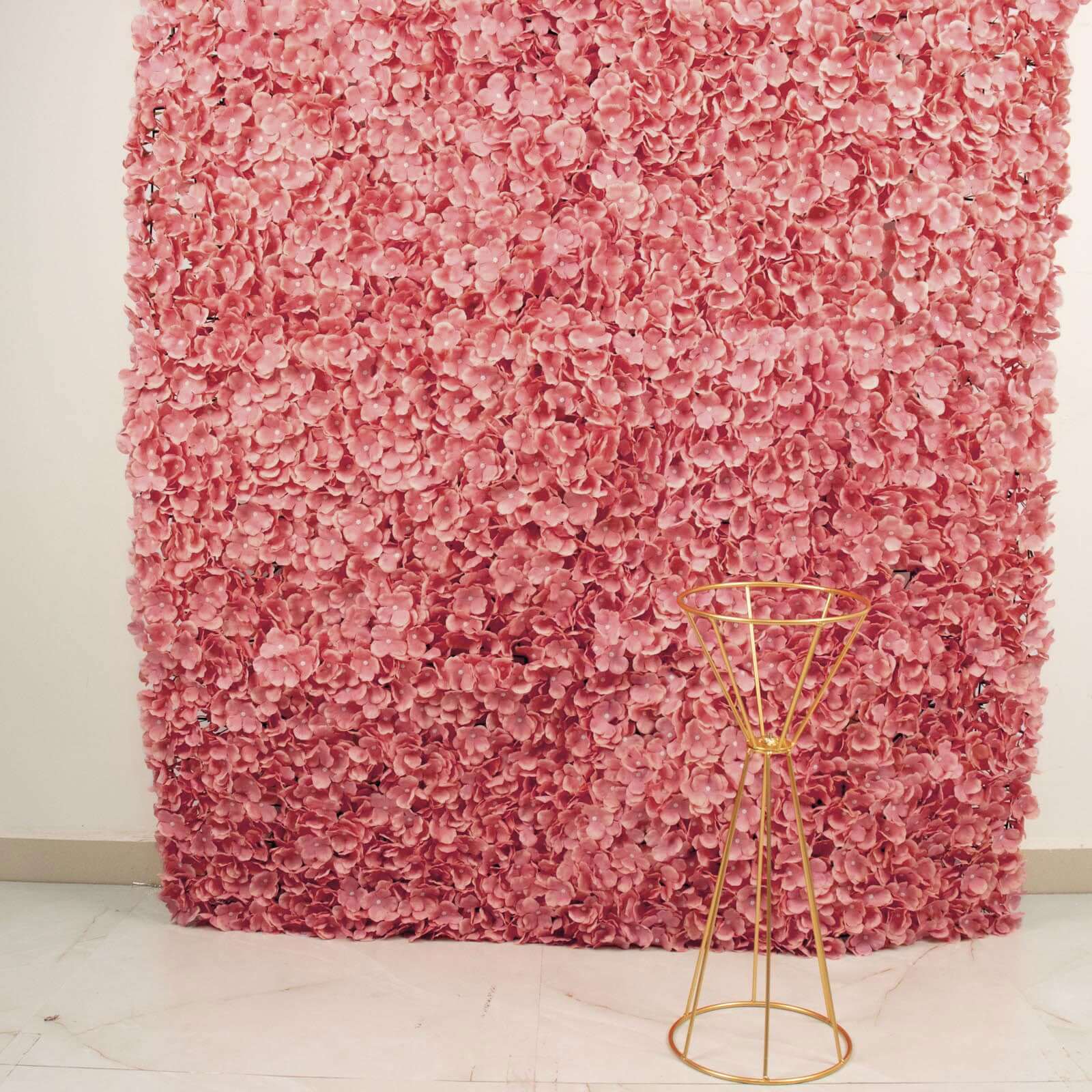 Dusty Rose UV Protected Hydrangea Flower Wall Mat Backdrop - 4 Artificial Panels 11 Sq ft. - Image 6