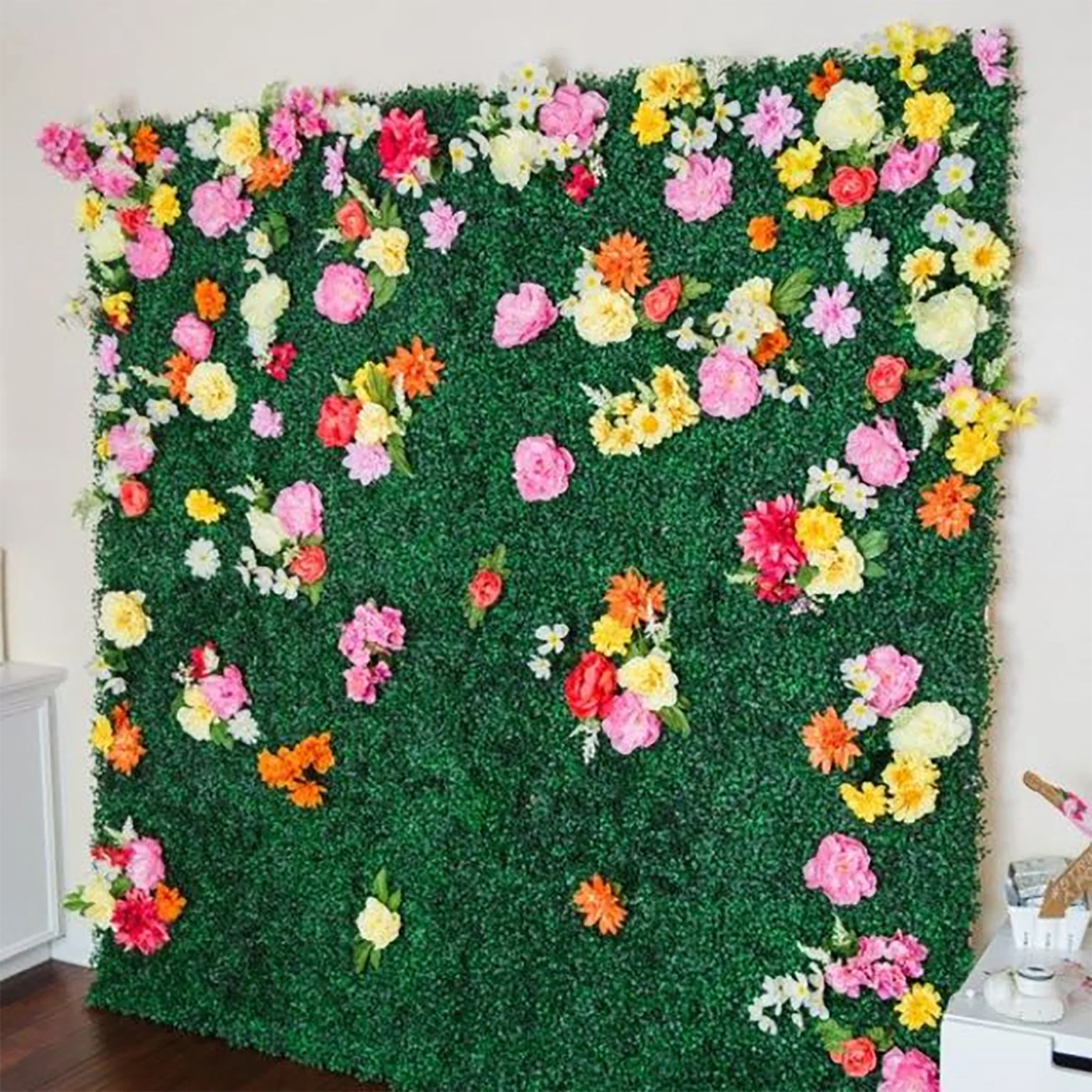 Green Flowery Boxwood Hedge Garden Wall Backdrop Mat 4 Artificial Panels 11 Sq ft. - Image 9