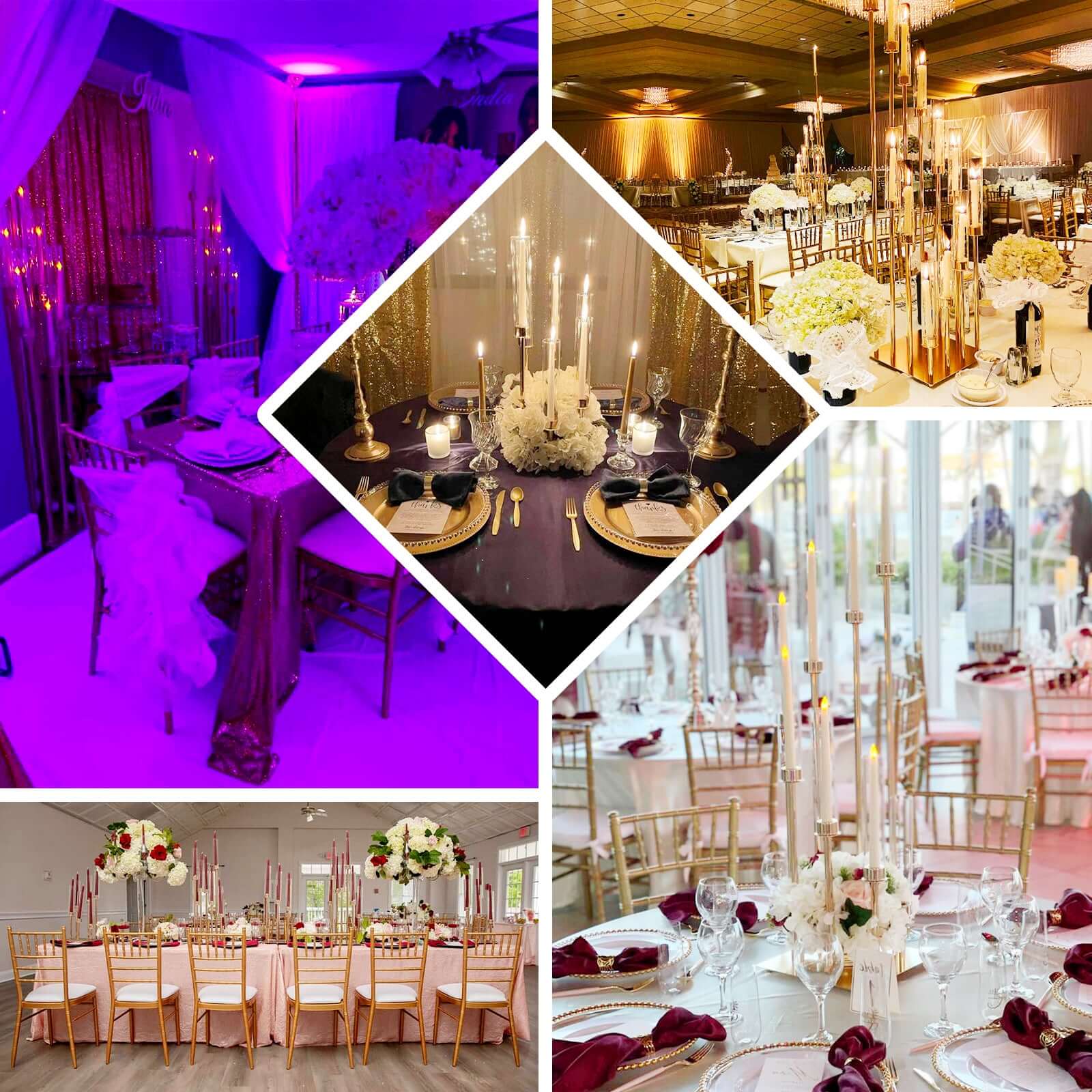 12-Arm Gold Cluster Taper Candle Holder with Clear Glass Shades 57" - Luxurious Large Candle Arrangement for Weddings - Image 5