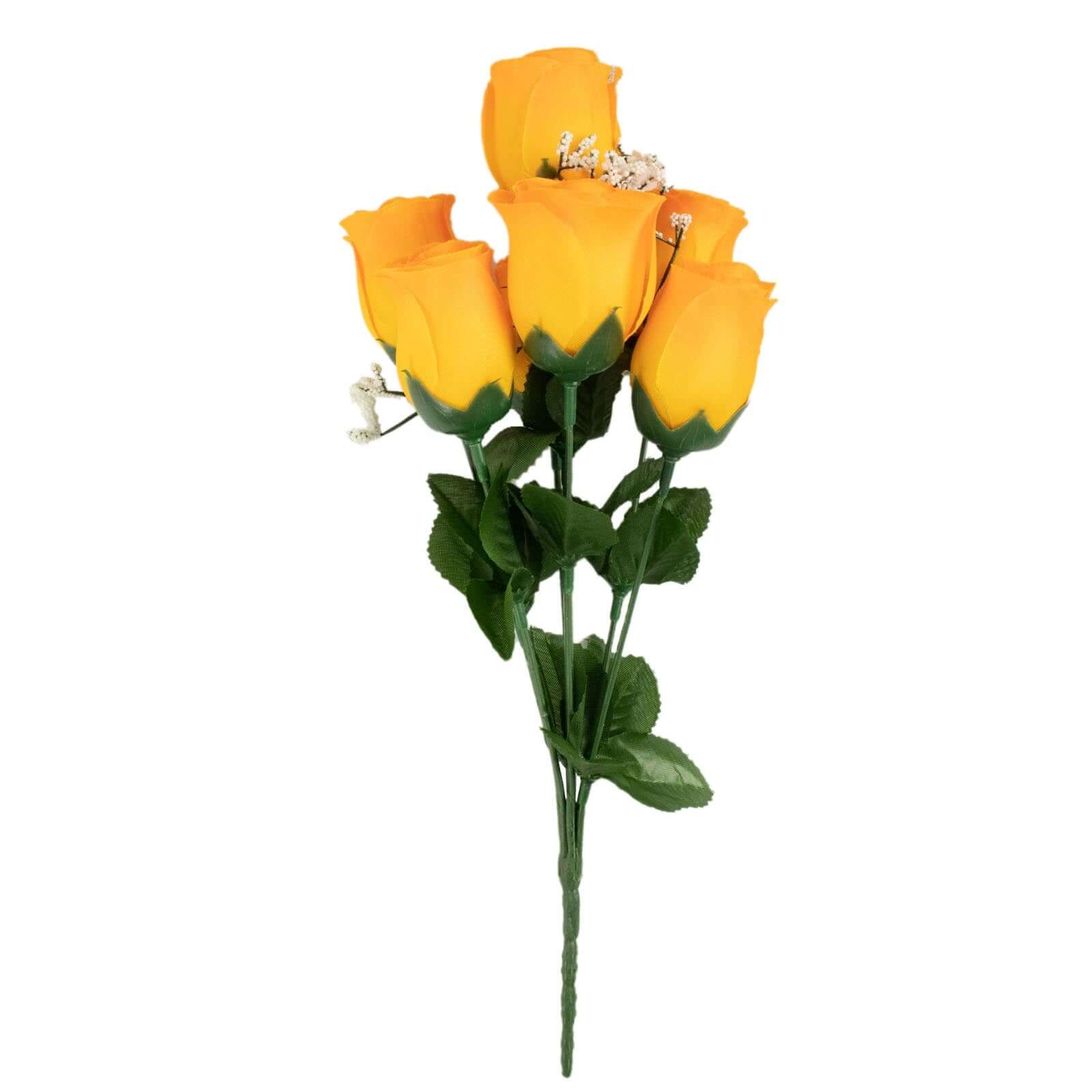 12 Bushes Orange Artificial Premium Silk Flower Rose Bud Bouquets - Image 6