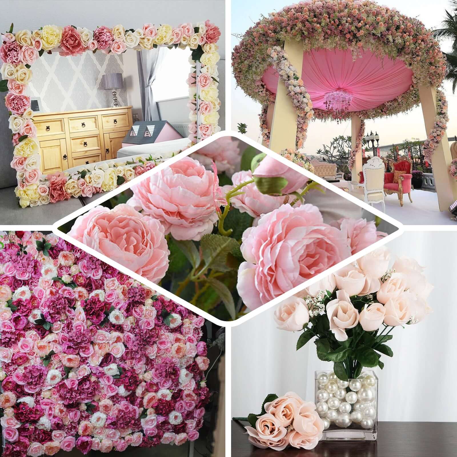 12 Bushes Purple Artificial Premium Silk Flower Rose Bud Bouquets - Image 5