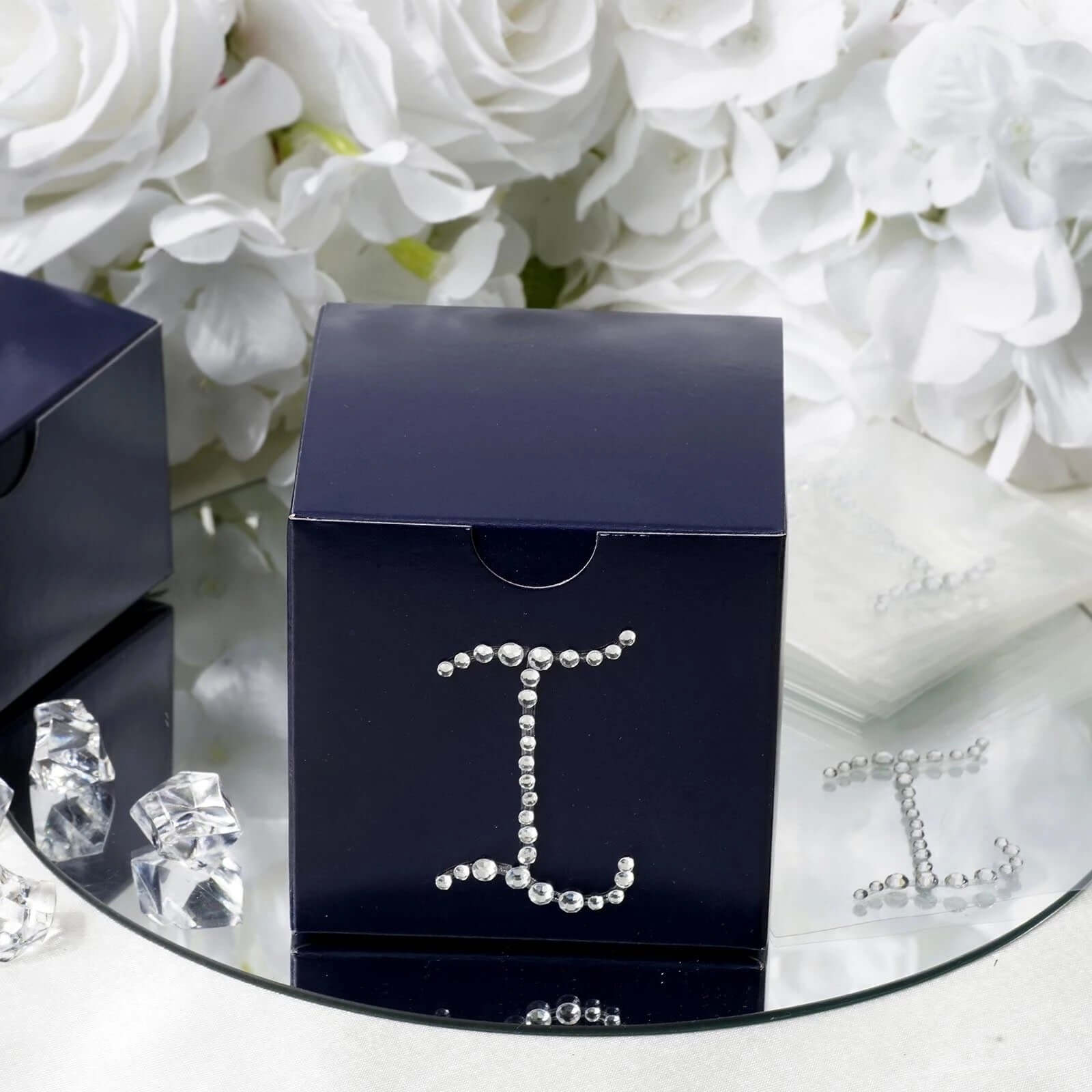 12 Pack Clear Rhinestone Monogram Letter "I" Jewel Sticker Self Adhesive DIY Diamond Decor 1.5"