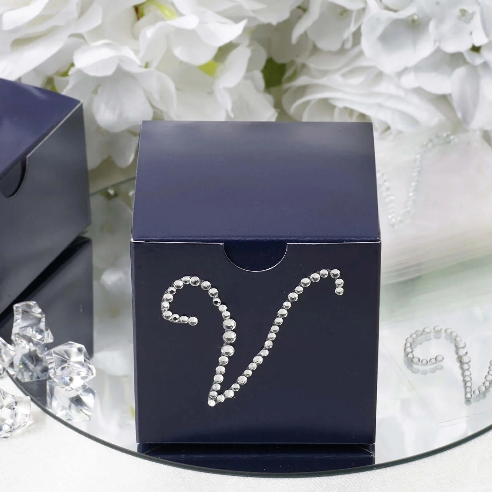 12 Pack Clear Rhinestone Monogram Letter "V" Jewel Sticker Self Adhesive DIY Diamond Decor 1.5"