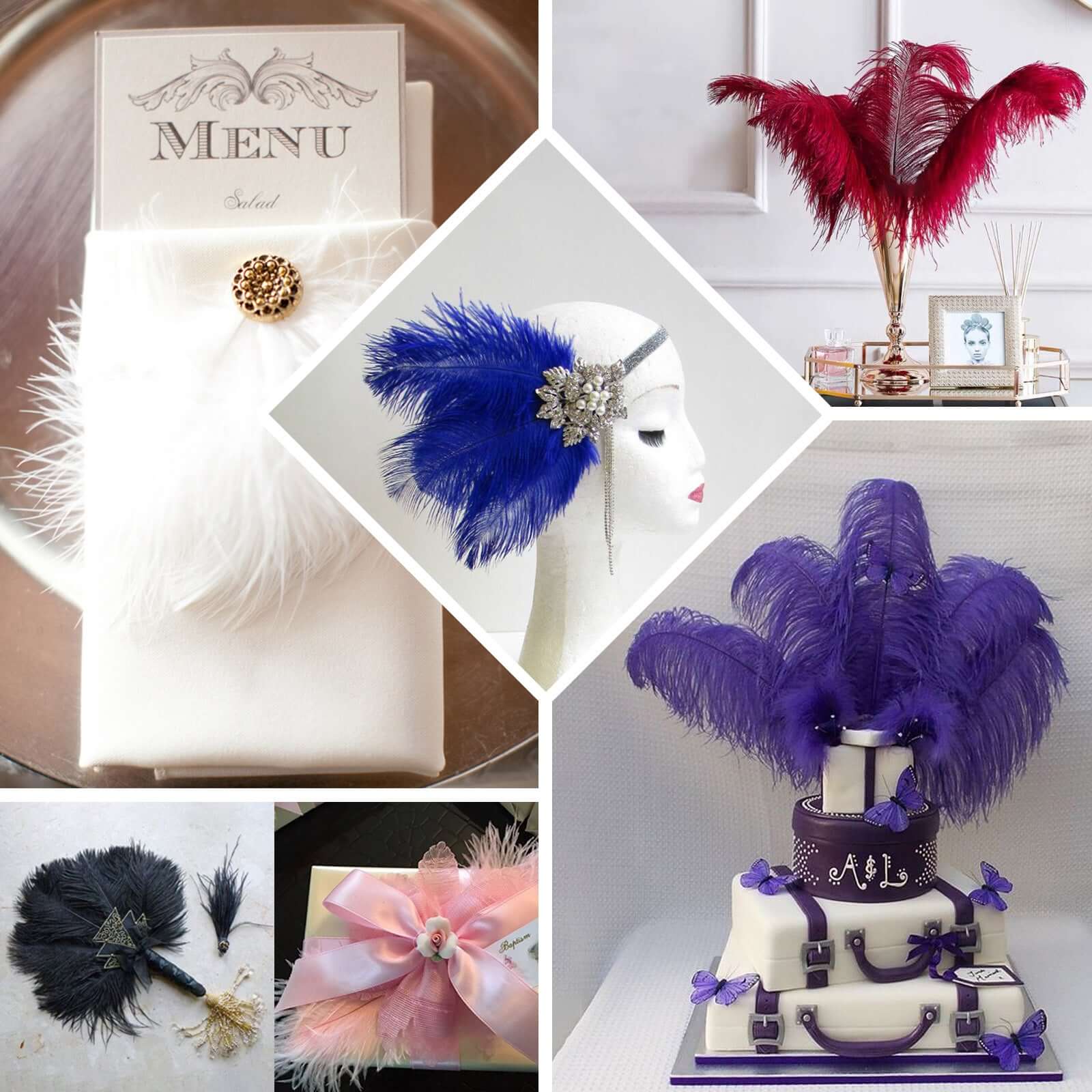 12 Pack Black Natural Plume Real Ostrich Feathers, DIY Centerpiece Fillers 13"-15" - Image 5