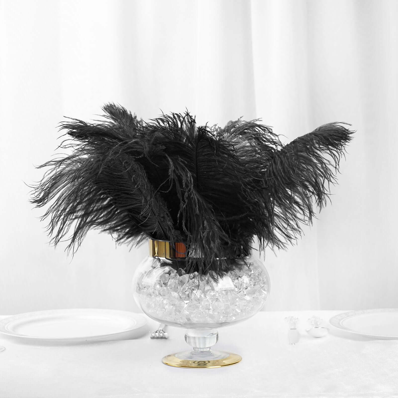 12 Pack Black Natural Plume Real Ostrich Feathers, DIY Centerpiece Fillers 13"-15" - Image 6