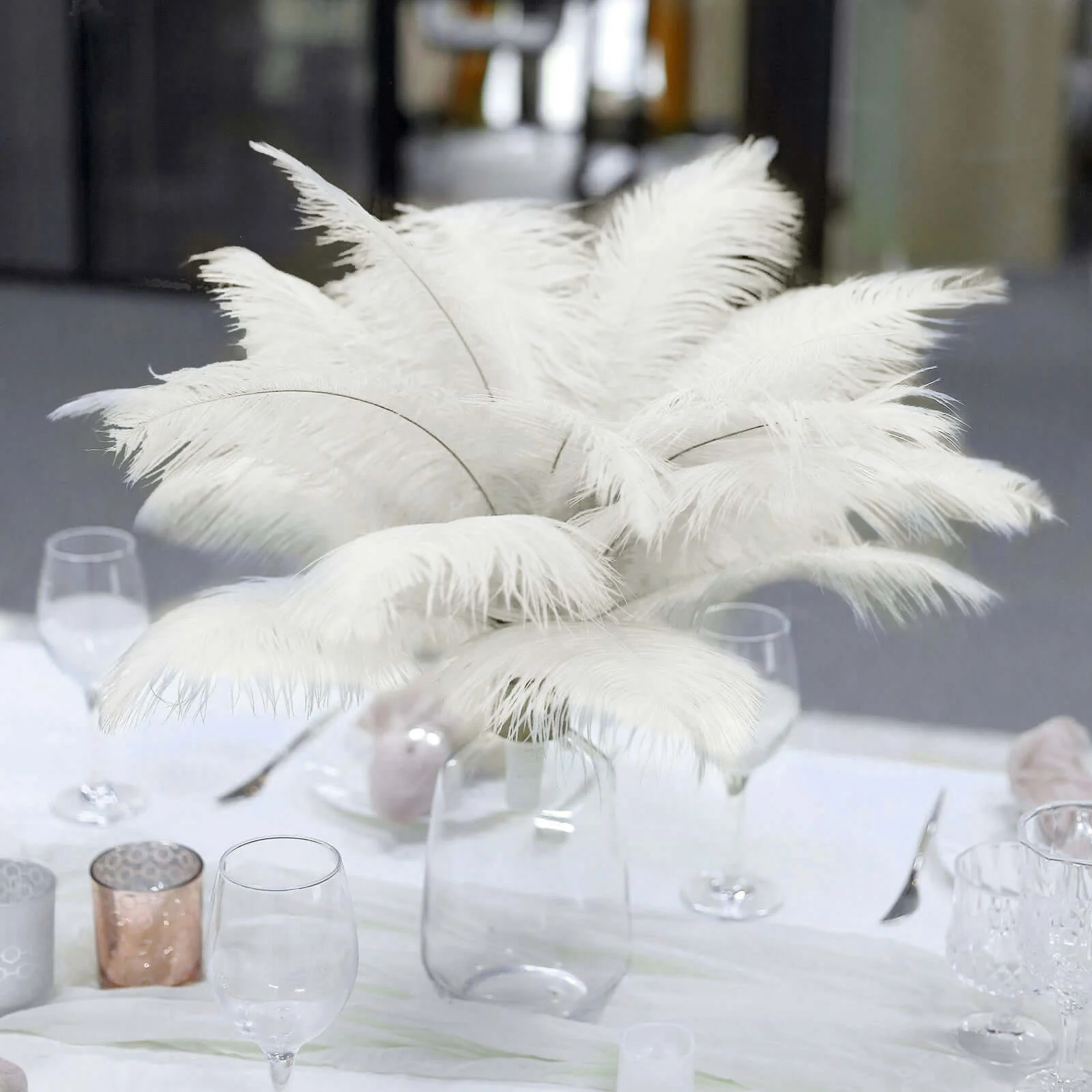 12 Pack Ivory Natural Plume Real Ostrich Feathers, DIY Centerpiece Fillers 13"-15" - Image 2