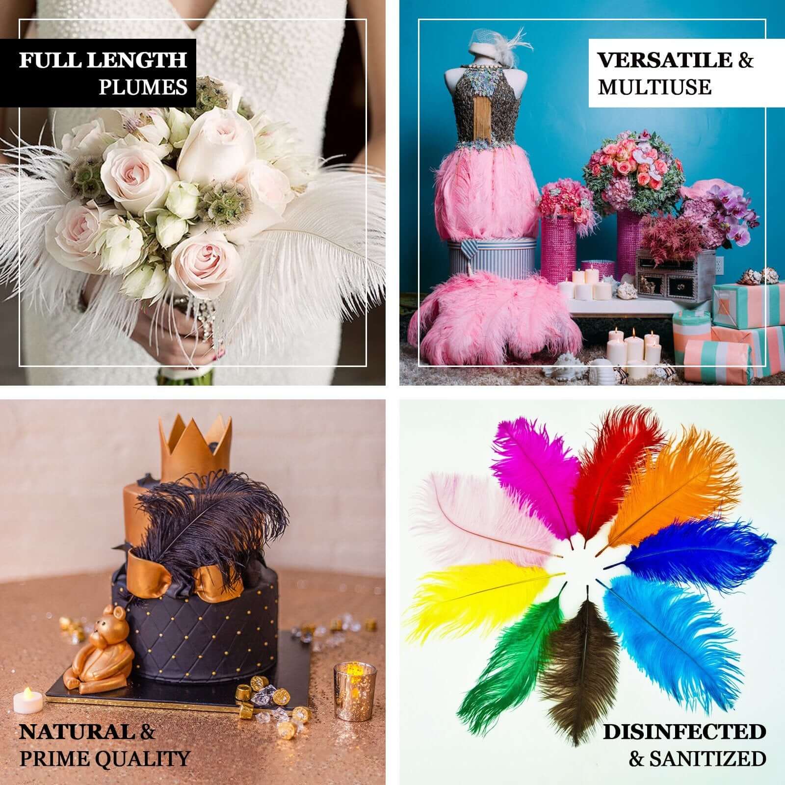 12 Pack Mauve Natural Plume Real Ostrich Feathers, DIY Centerpiece Fillers 13"-15" - Image 4