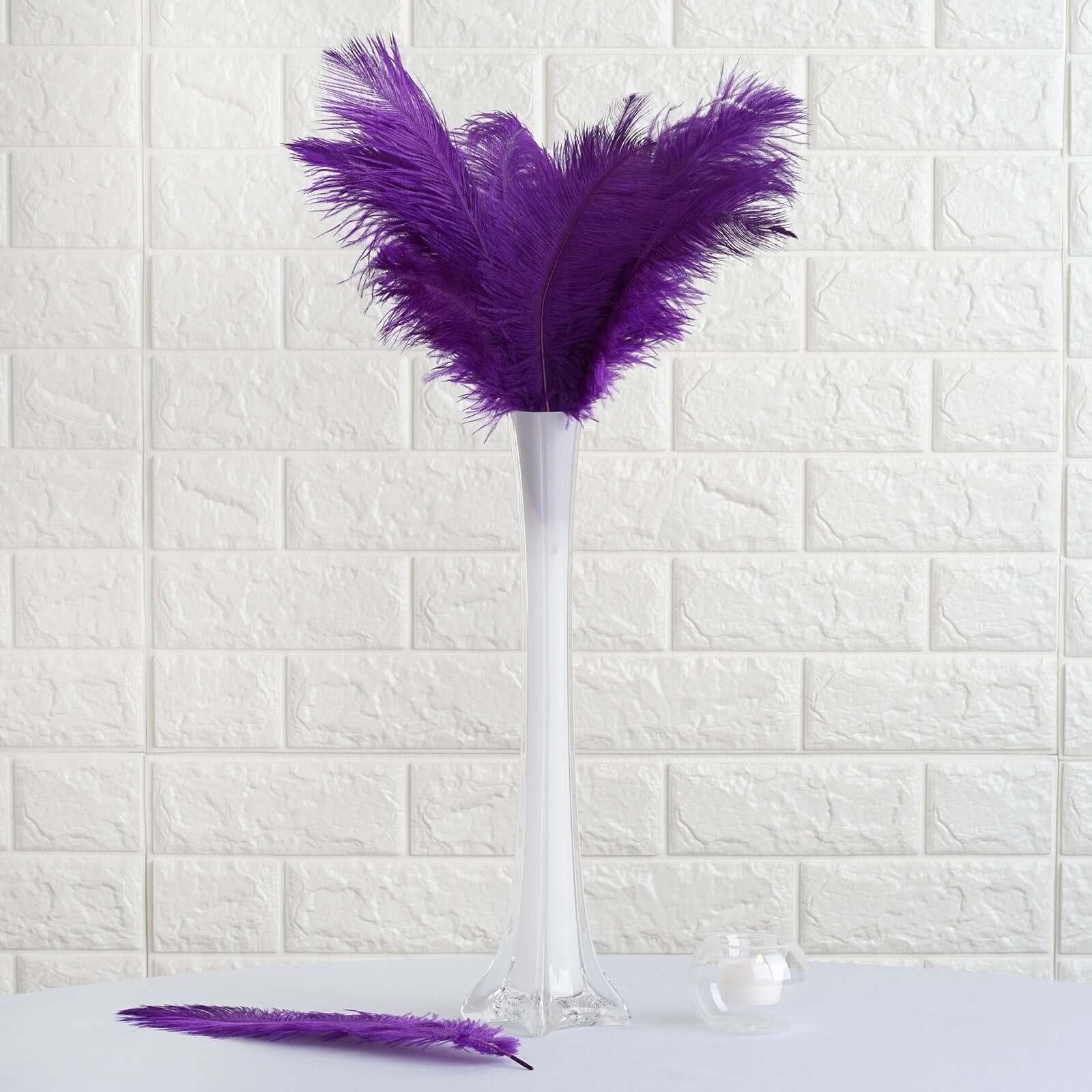 12 Pack Purple Natural Plume Real Ostrich Feathers, DIY Centerpiece Fillers 13"-15" - Image 7
