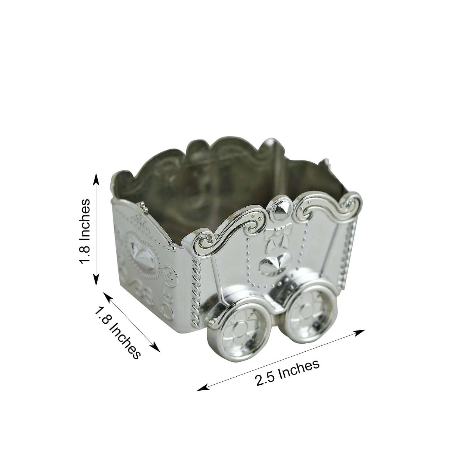 12 Pack Silver Mini Chariot Candy Container Gift Boxes, Small Treat Party Favor Boxes 2.5" - Image 3