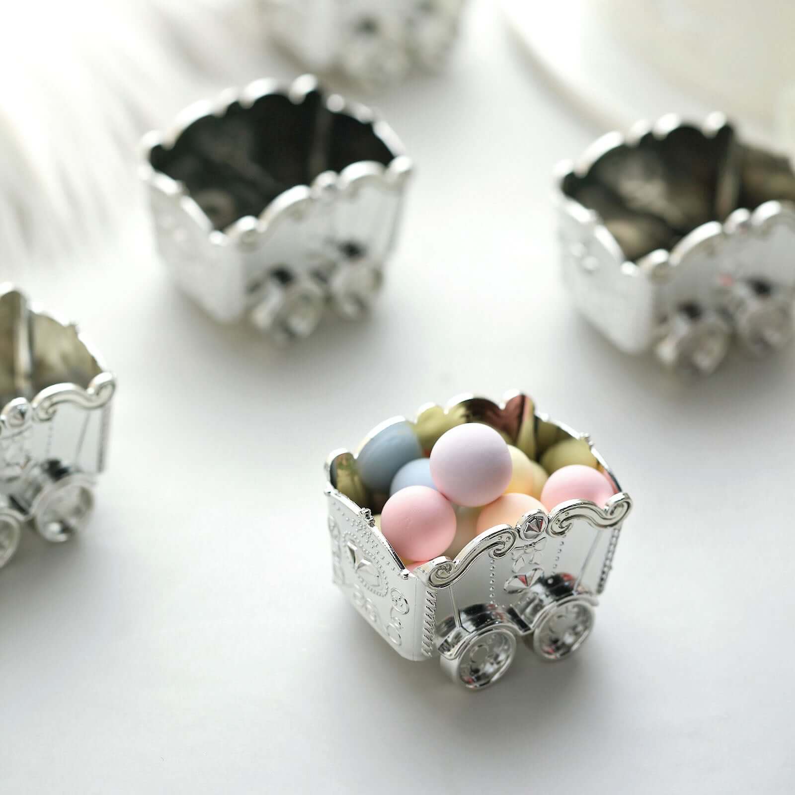 12 Pack Silver Mini Chariot Candy Container Gift Boxes, Small Treat Party Favor Boxes 2.5" - Image 8