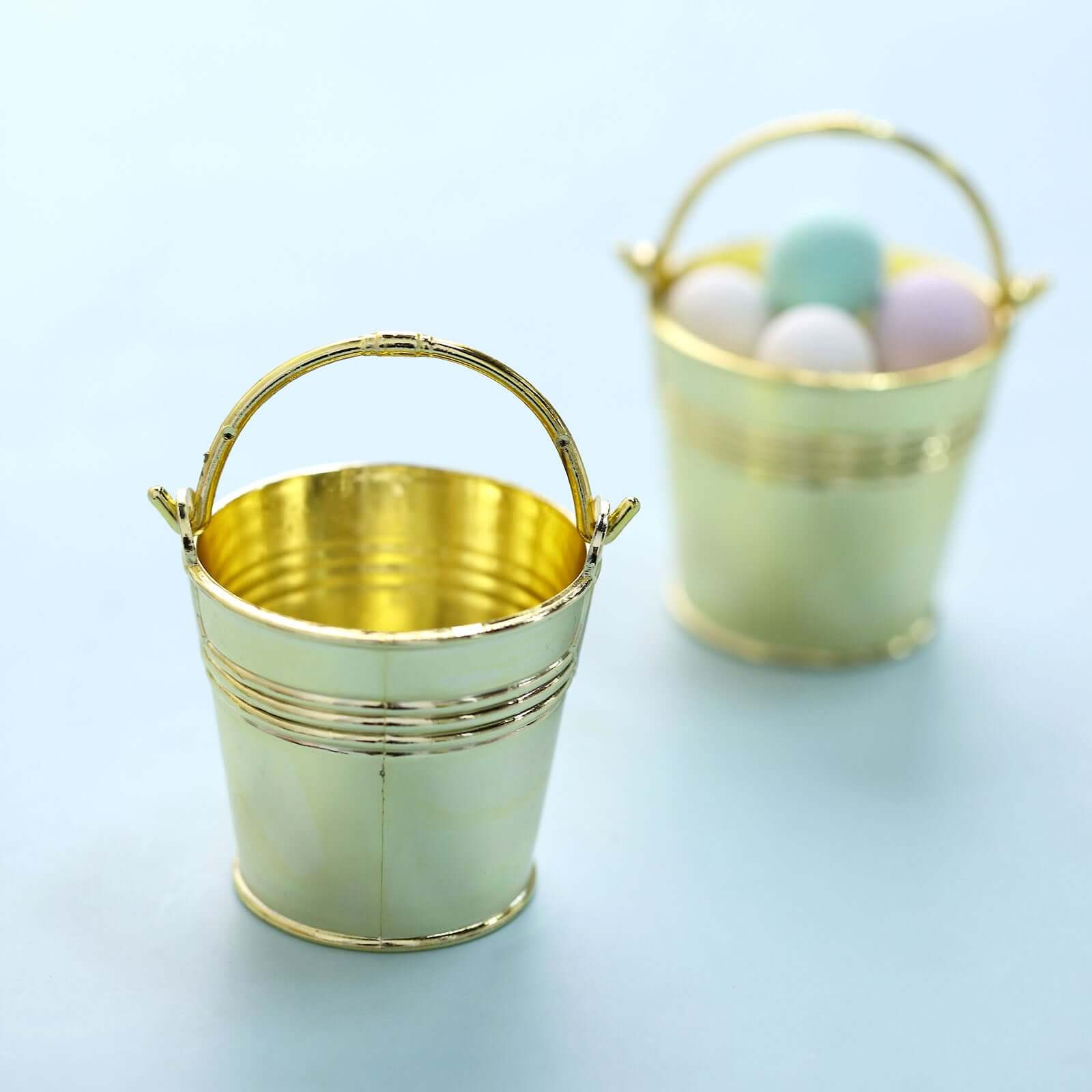 12 Pack Gold Mini Pail Bucket Candy Container Gift Boxes, Small Planter Treat Party Favor Boxes 2" - Image 13