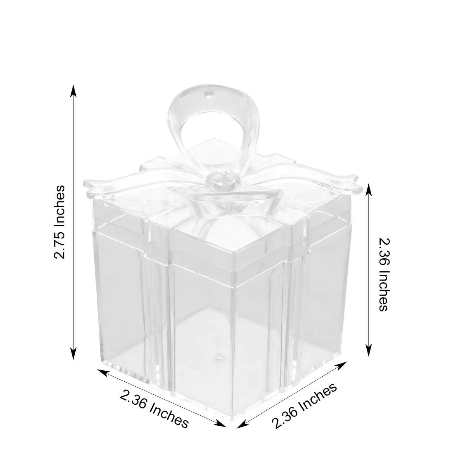 12 Pack Clear Bow Top Plastic Candy Container Gift Boxes, Transparent Party Favor Boxes 3" Square - Image 3
