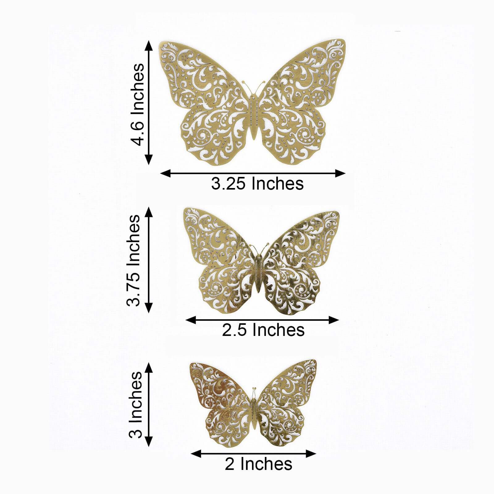 12-Pack 3D Gold Butterfly Wall Decals, DIY Removable Mural Stickers Cake Decorations - Versatile and Eye-Catching Design - Image 3
