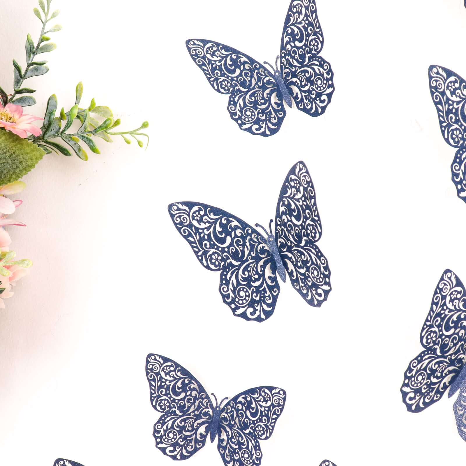 12-Pack 3D Navy Blue Butterfly Wall Decals, DIY Removable Mural Stickers Cake Decorations - Versatile and Eye-Catching Design - Image 8