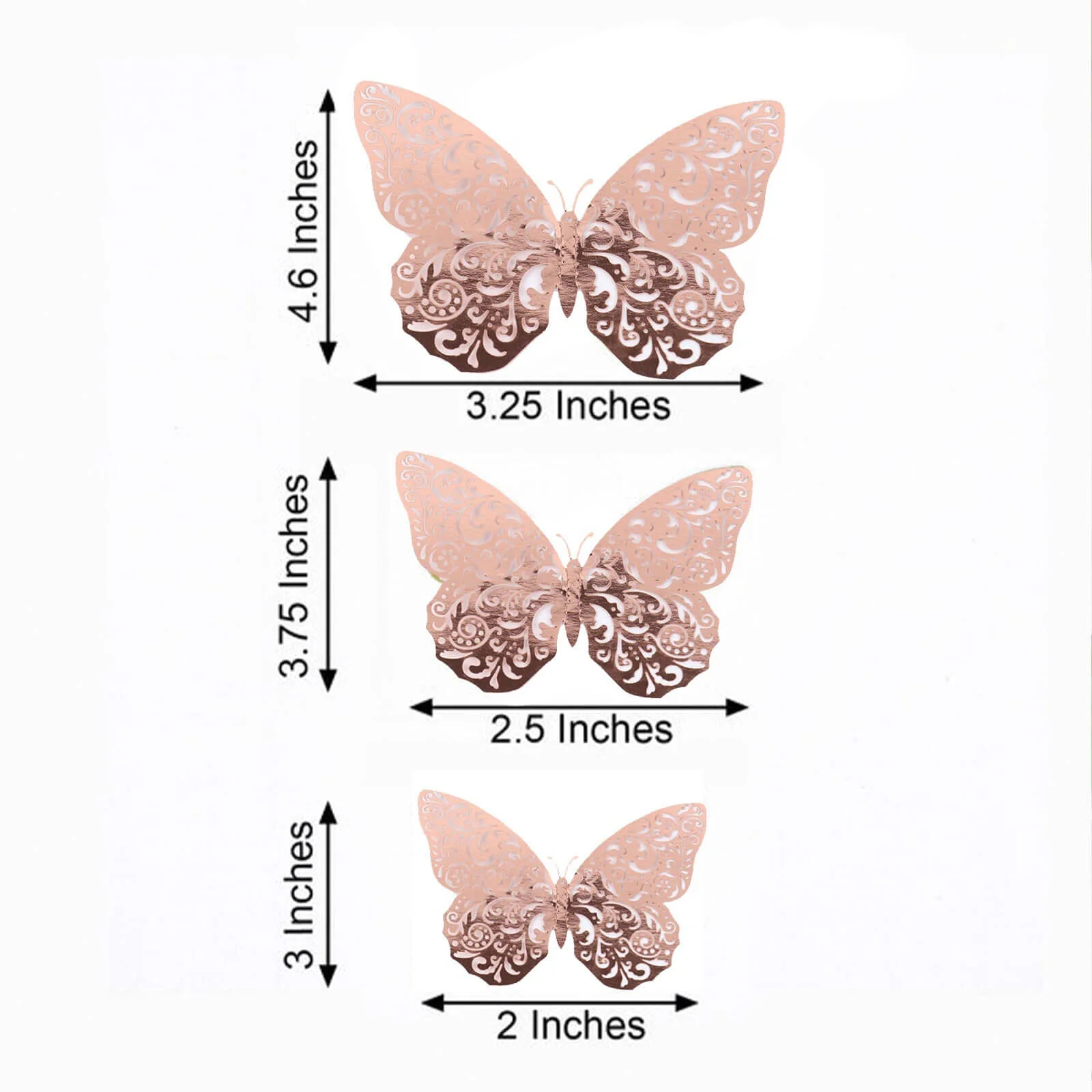 12-Pack 3D Rose Gold Butterfly Wall Decals, DIY Removable Mural Stickers Cake Decorations - Versatile and Eye-Catching Design - Image 3