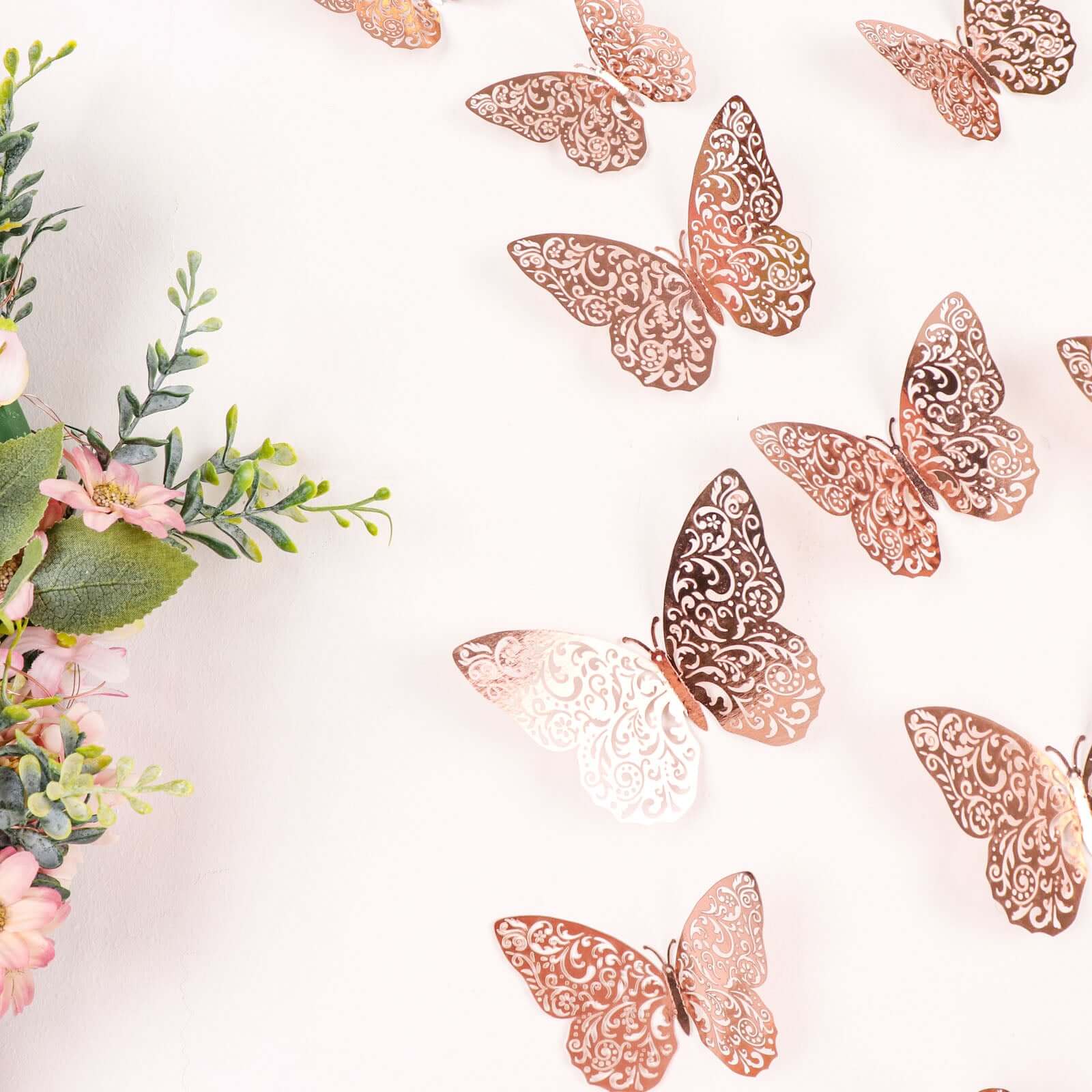 12-Pack 3D Rose Gold Butterfly Wall Decals, DIY Removable Mural Stickers Cake Decorations - Versatile and Eye-Catching Design - Image 7